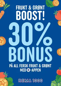 Forhåndsvis Rema 1000 kundeavis Frukt & grønt - Bonus Boost fra butikk Rema 1000 gyldig fra 15/09/2026