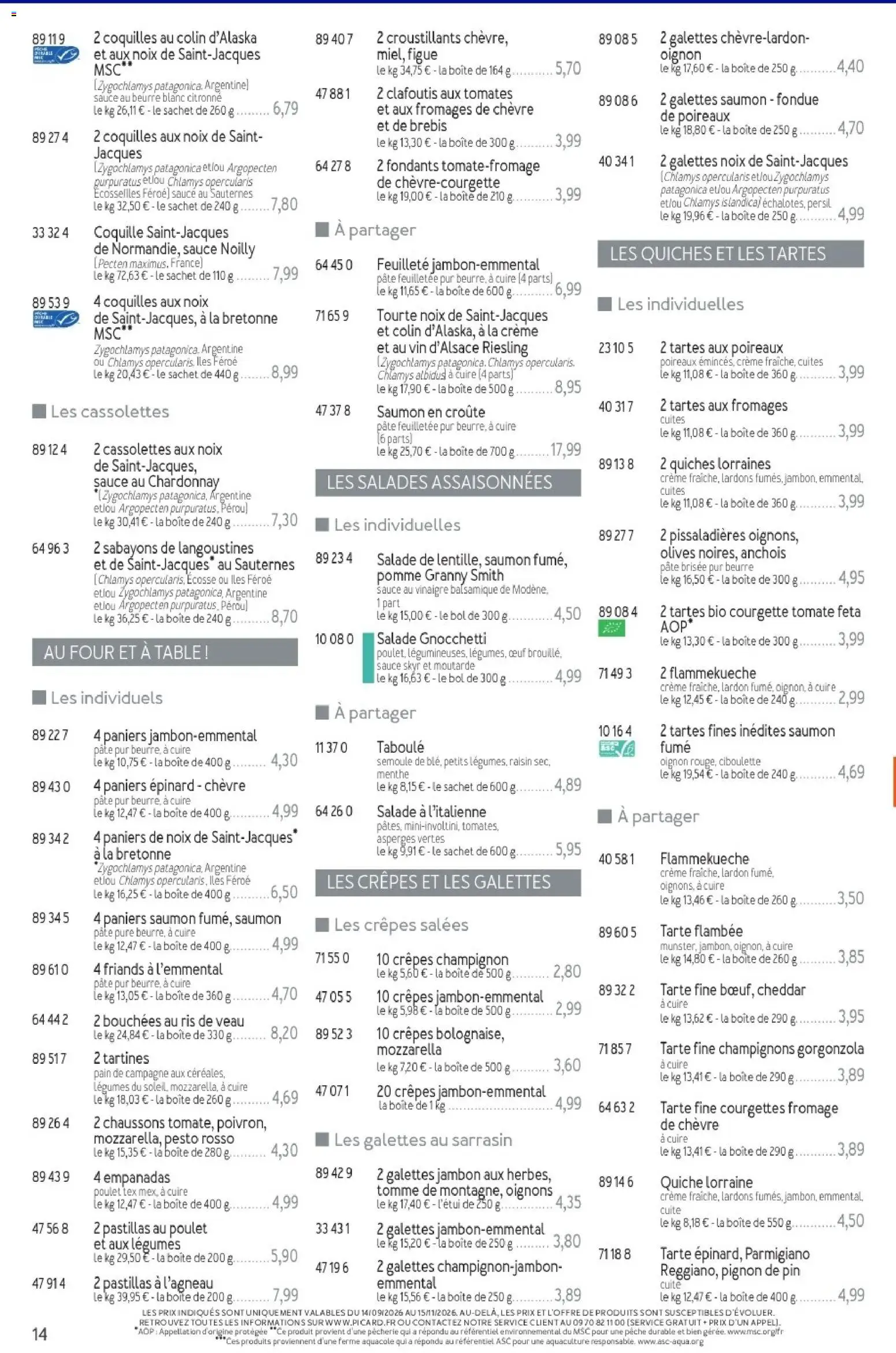 Prévisualisation de Picard - Catalogue Trimestriel du magasin Picard formulaire valide 14/09/2026 - Vin, Ris de veau, Pêche, Pain, Tarte, Bol, Cheddar, Tartines