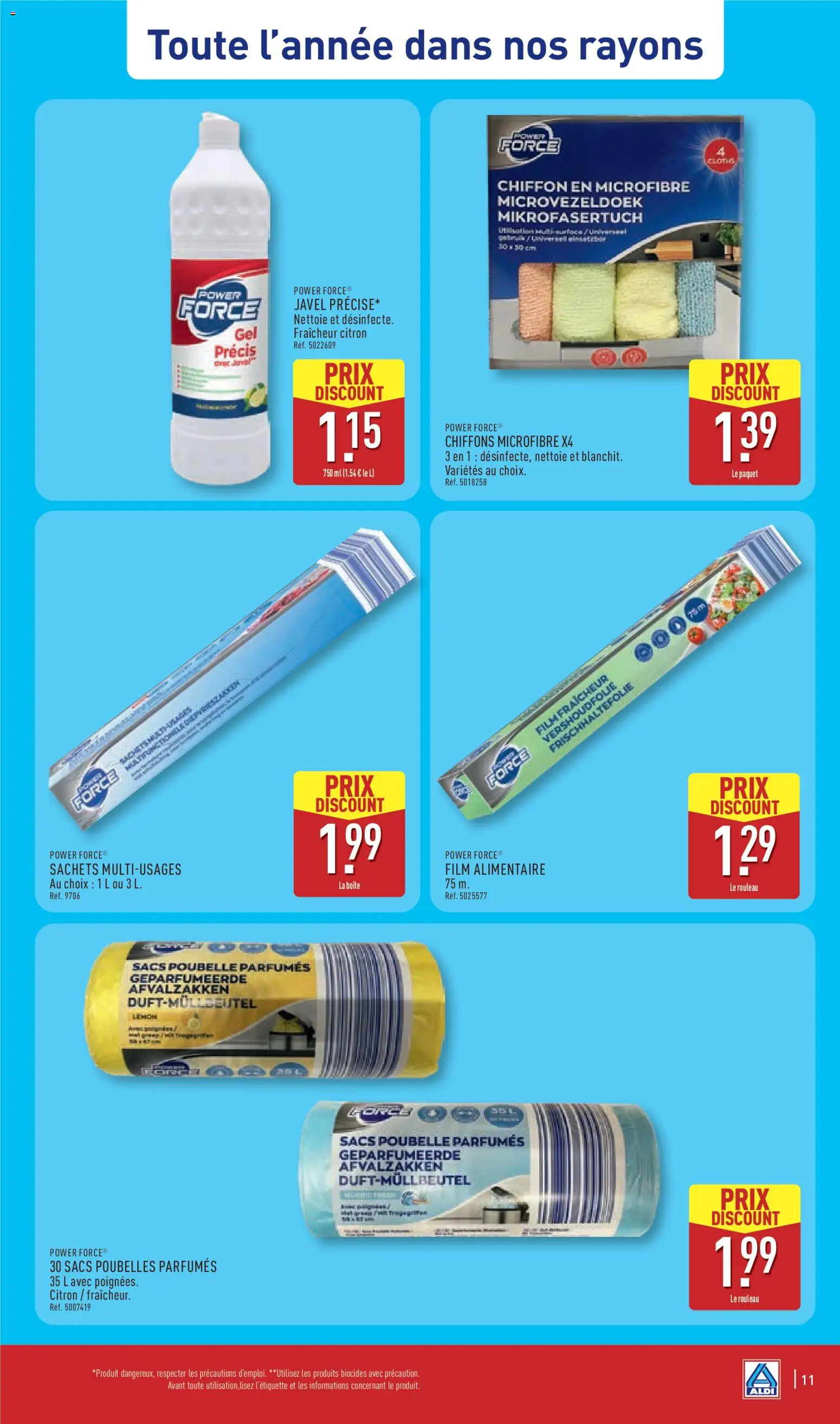 Prévisualisation de Aldi catalogue du magasin Aldi formulaire valide 03/11/2026 - Poubelle, Wrap, Citron, Sacs poubelles, Sacs poubelle, Film alimentaire, Chiffons, Rouleau