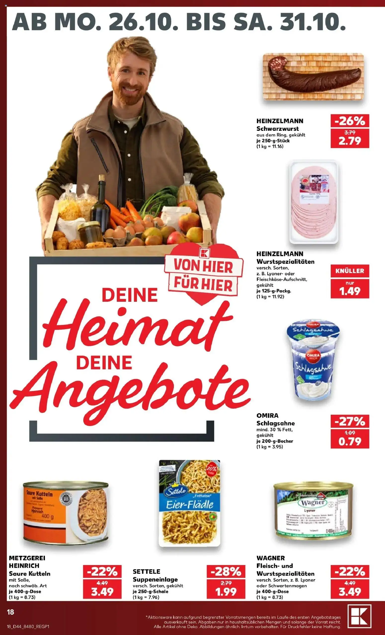 Vorschau von dem Prospekt des Geschäftes Kaufland, gültig ab dem 26.10.2026 - Fleisch, Schlagsahne