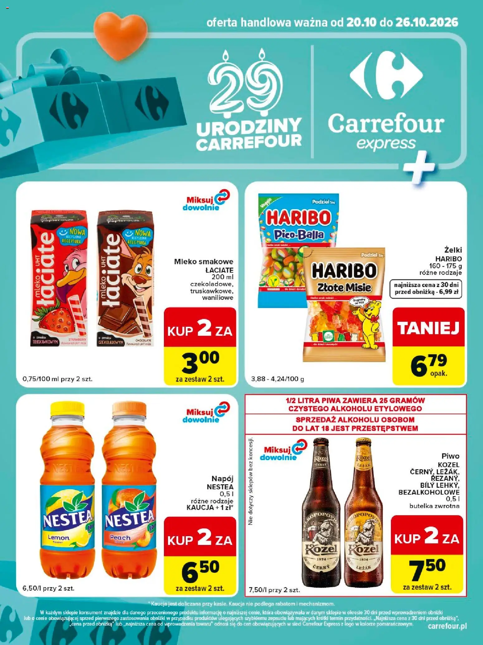 Pogląd gazetki "Carrefour gazetka - Express II" ze sklepu Carrefour ważnej od 20.10.2026 - Piwo, Mleko, Żelki, Leżak