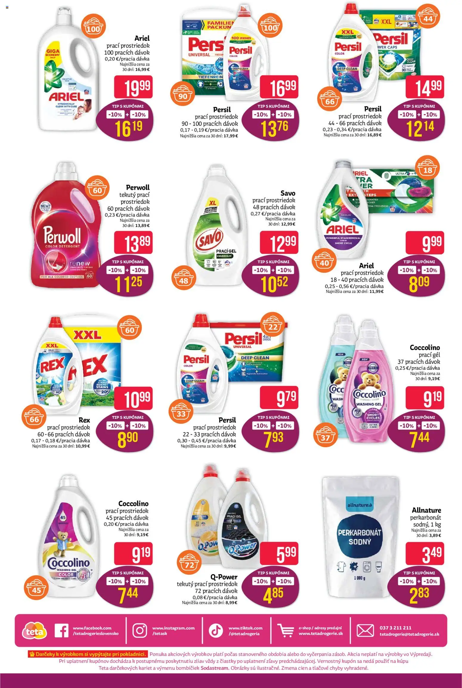 Náhľad Teta drogerie letáku platného od 12.10.2026 - Ariel, Savo, Persil, Perwoll, Coccolino, Prací gél