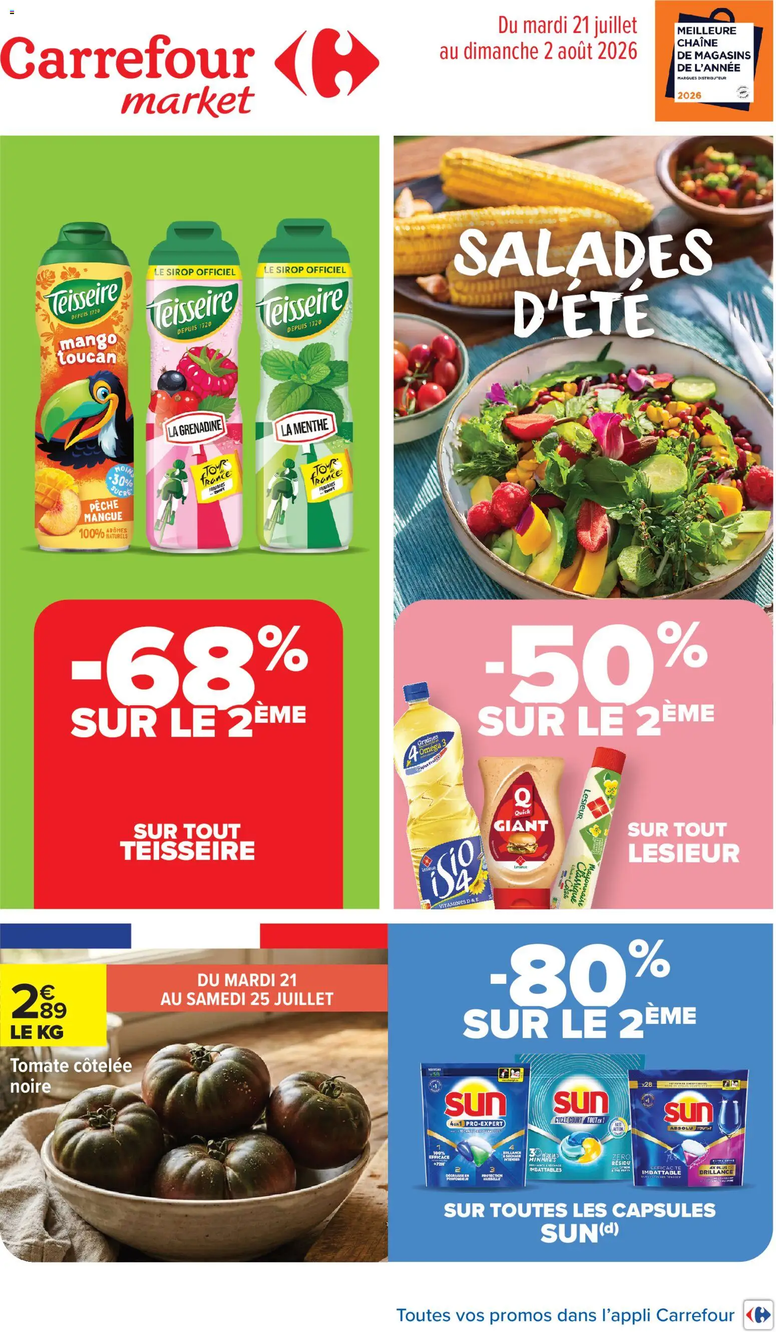 Prévisualisation de Carrefour Market catalogue du magasin Carrefour Market formulaire valide 21/07/2026 - Distributeur, Vaisselle, Thé, Mayonnaise, Mangue, Menthe, Graines, Capsules