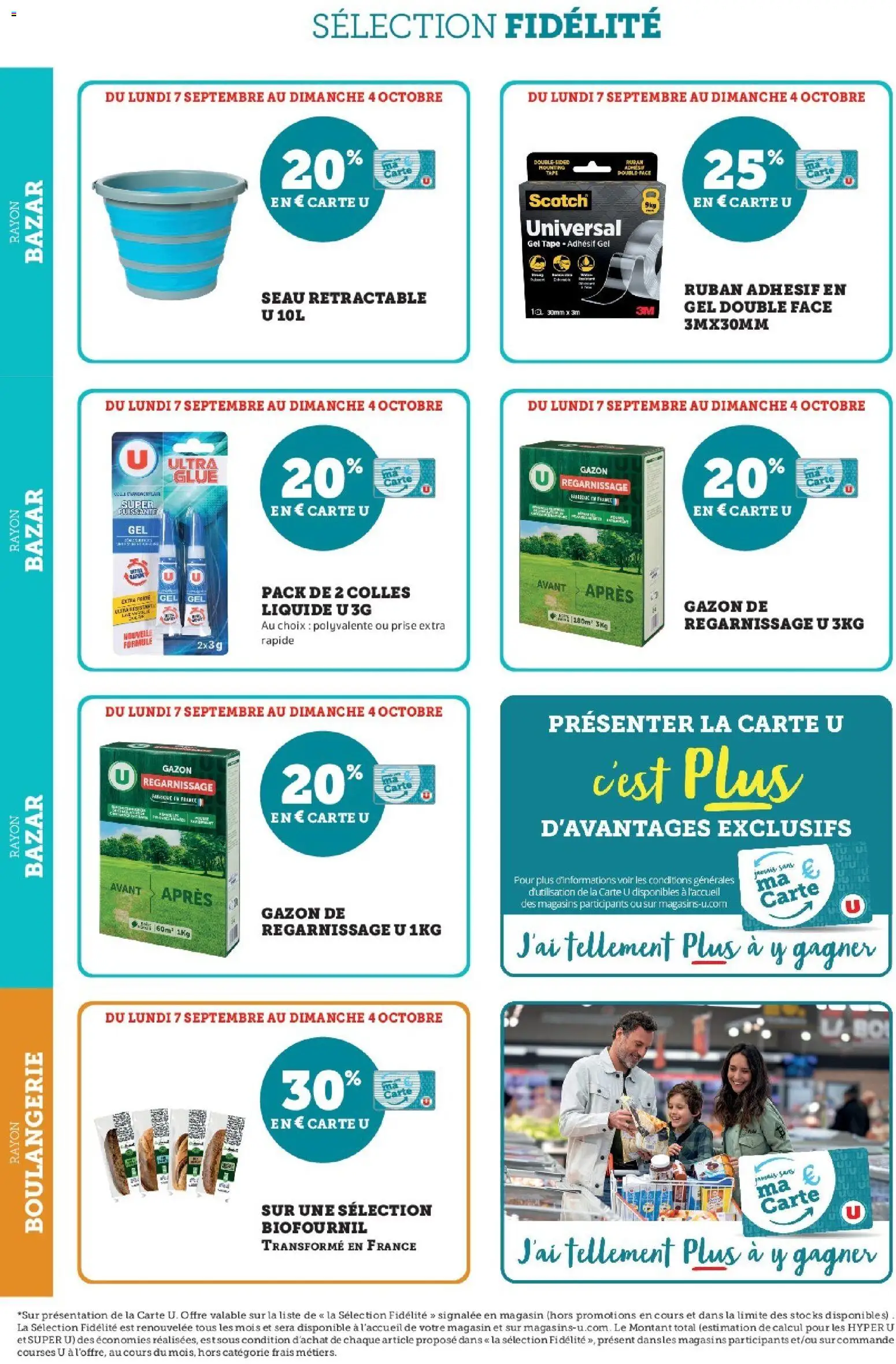 Prévisualisation de Super U - Ma sélection Carte U Septembre du magasin Super U formulaire valide 07/09/2026 - Boulangerie, Gazon, Prise