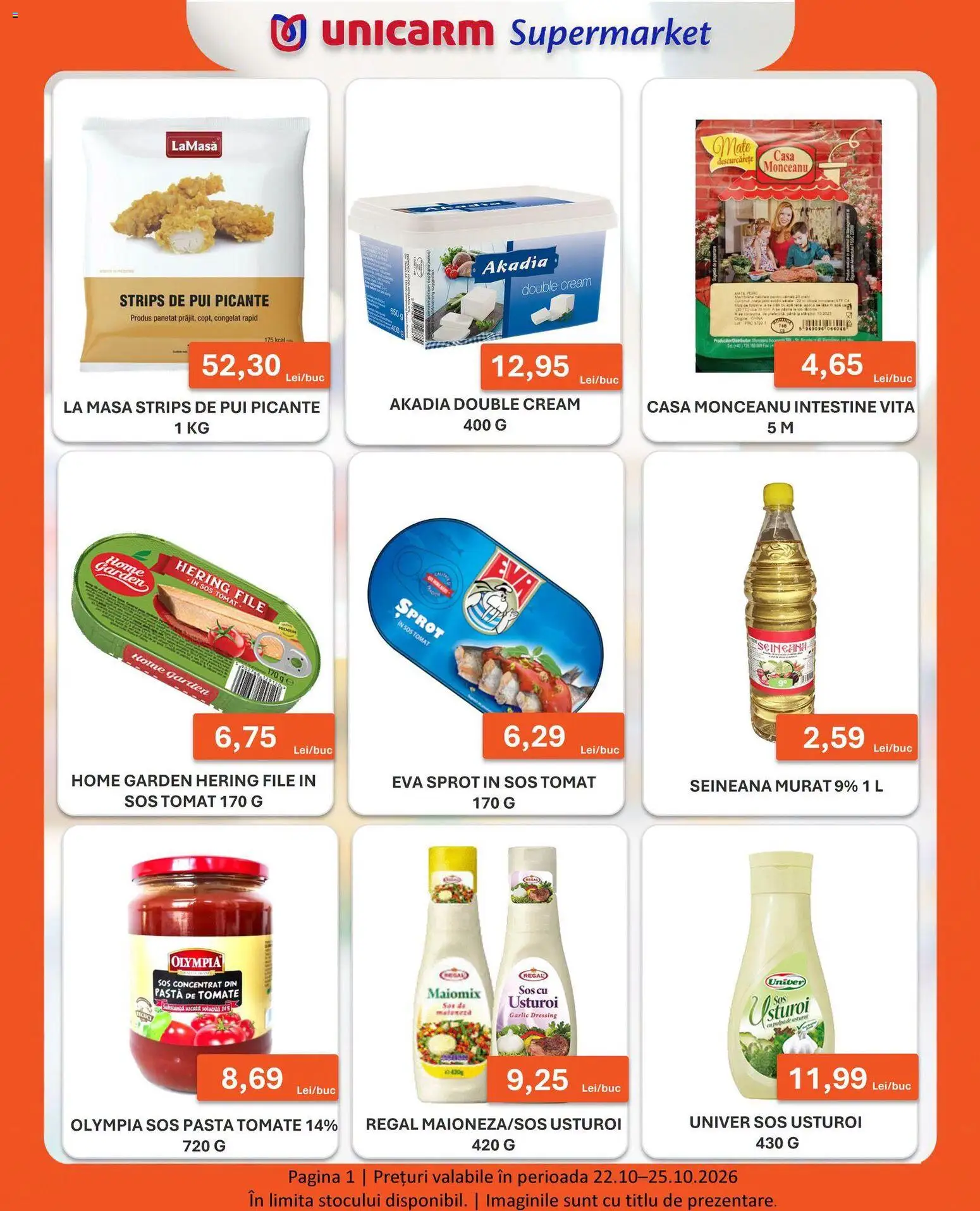 Previzualizarea de cataloage: Unicarm Unicarm Catalog Weekend valabil de la 22.10.2026 - Masă, Pui, Vită, Sos, Usturoi, Pastă de tomate