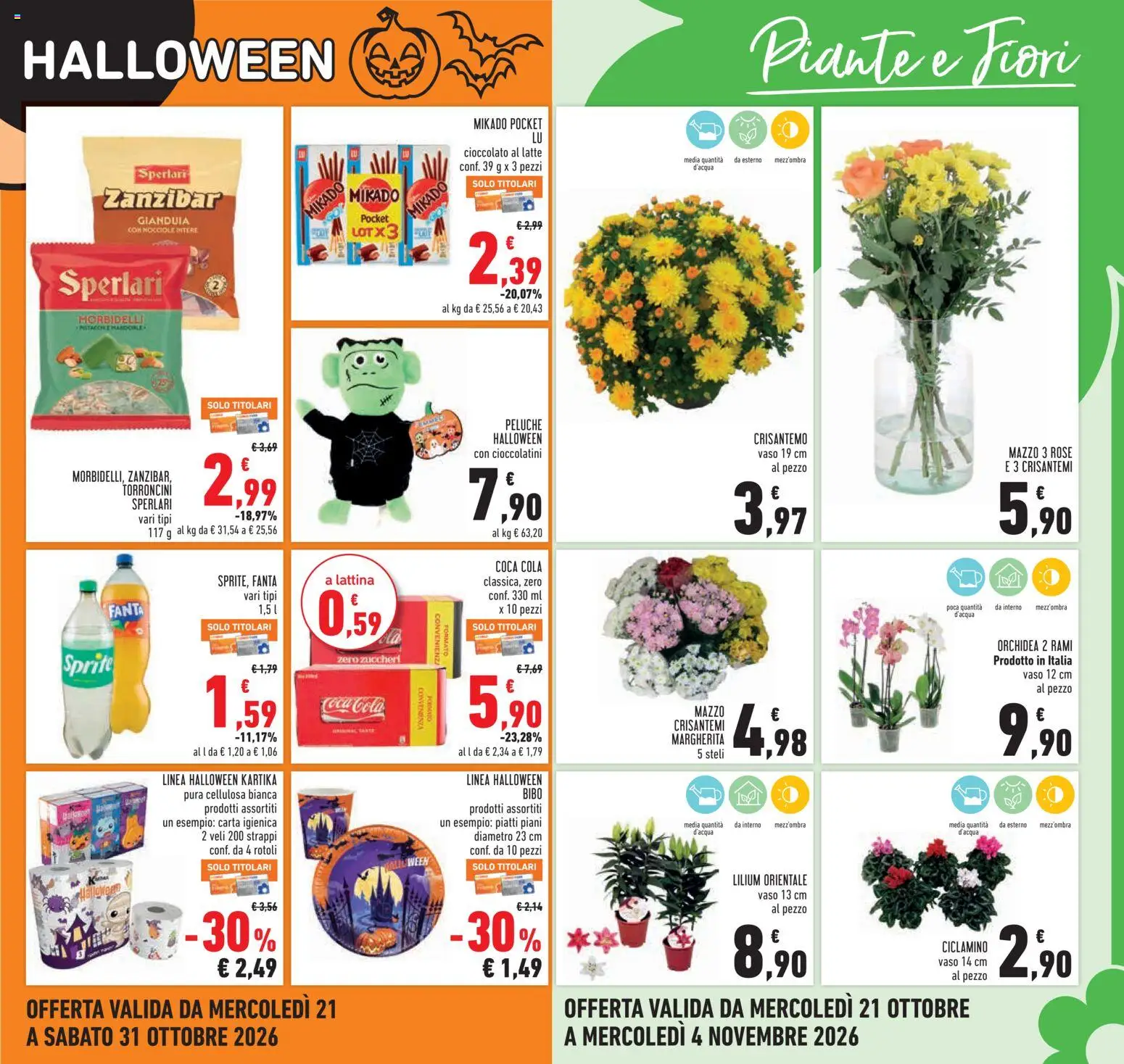 Anteprima dell'opuscolo Conad volantino dal negozio Conad valido da 21/10/2026 - Fiori, Coca Cola, Latte, Cioccolato, Piatti, Carta igienica, Mandorle, Sprite