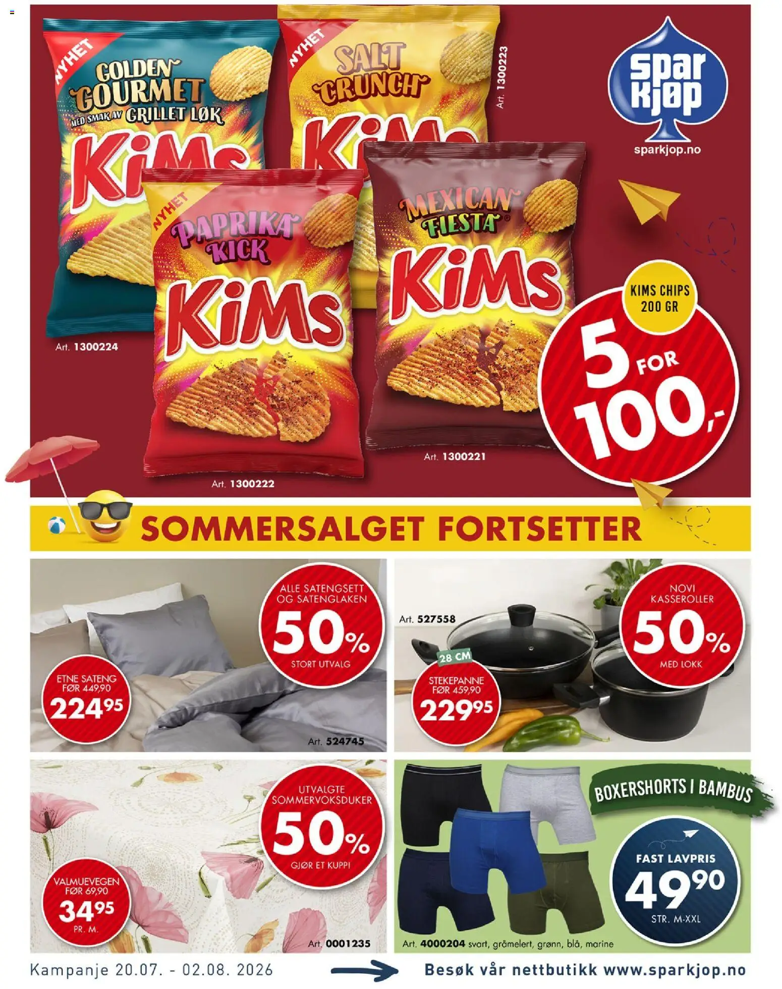 Forhåndsvis Spar Kjøp kundeavis fra butikk Spar Kjøp gyldig fra 20/07/2026 - Stekepanne, Chips, Løk, Salt