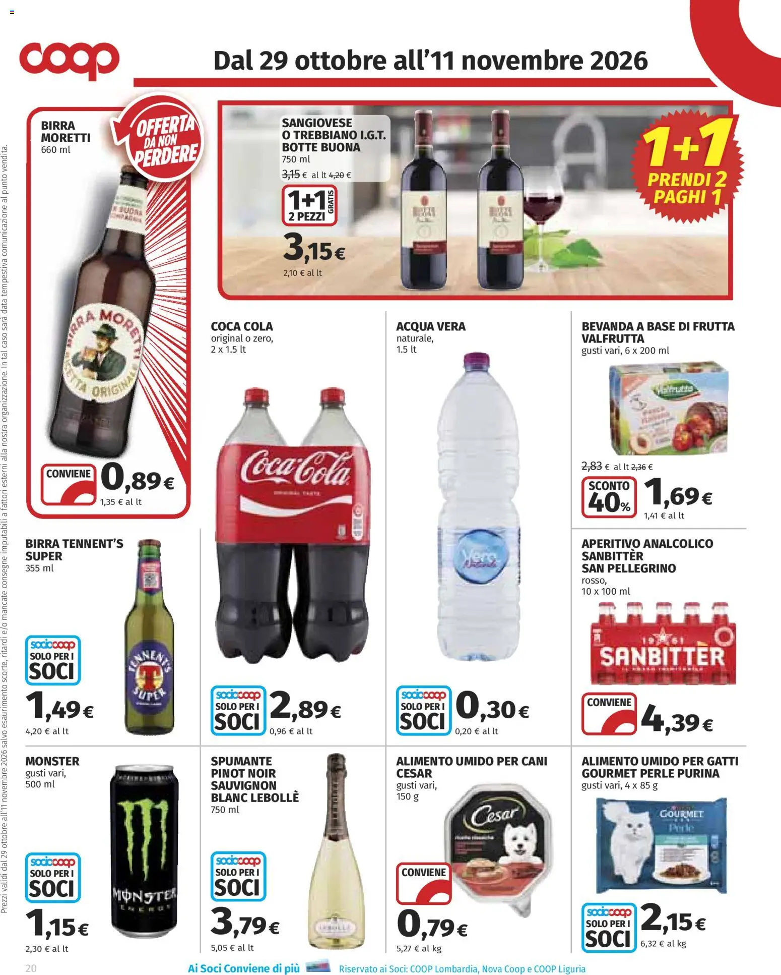 Anteprima dell'opuscolo COOP volantino Superstore dal negozio COOP valido da 29/10/2026 - Aperitivo, Acqua, Coca Cola, Birra, Frutta, Tennent's, Data, Spumante