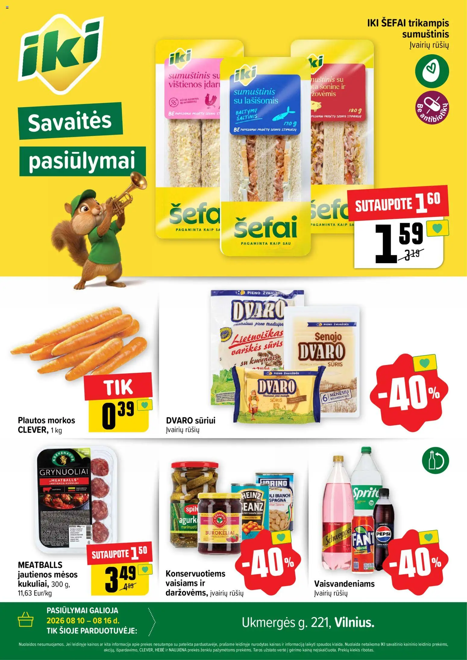 IKI parduotuvės leidinio IKI leidinys - Specialūs pasiūlymai IKI Pikas parduotuvės klientams galiojančio nuo 2026.08.10 peržiūra - Sūris, Varškės sūris, Kukuliai, Morkos, Vištienos, Sumuštinis, Jautienos