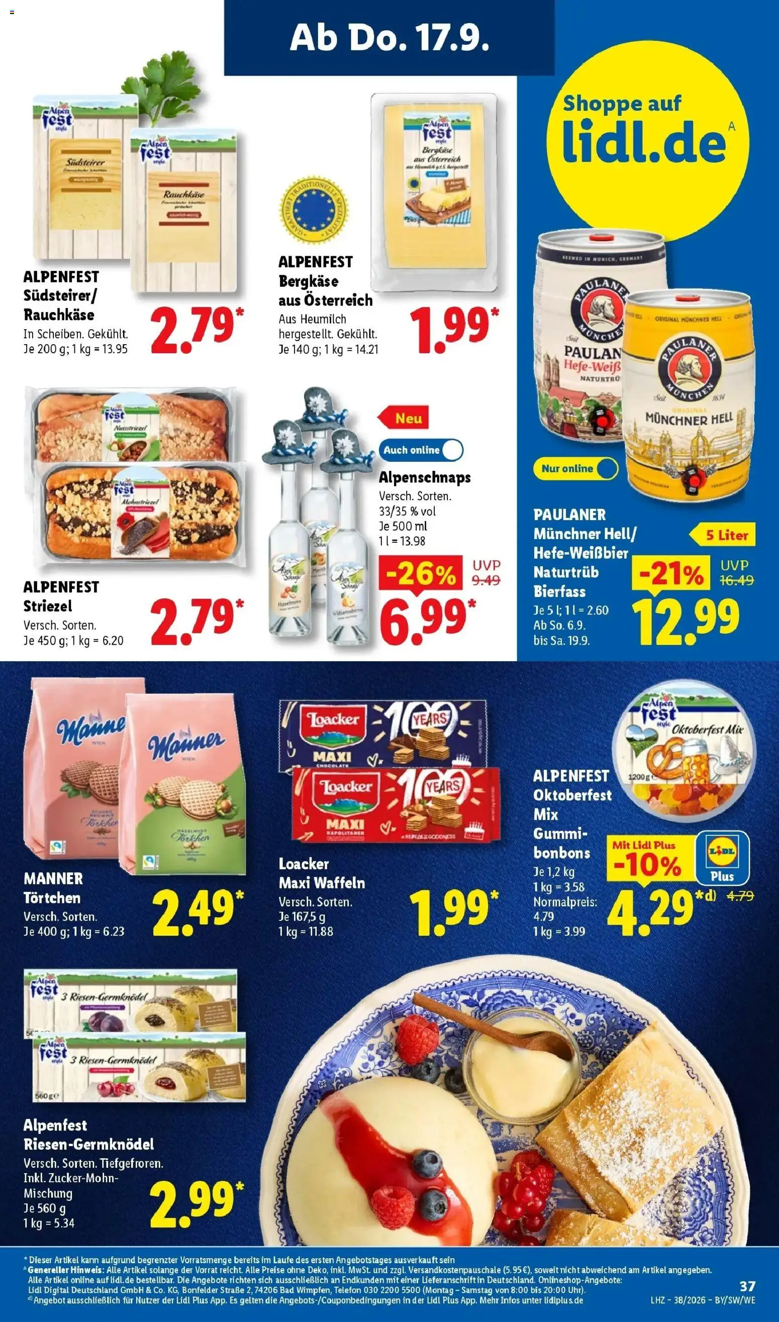 Vorschau von dem Prospekt des Geschäftes Lidl, gültig ab dem 14.09.2026 - Telefon, Waffeln, Bad, Paulaner