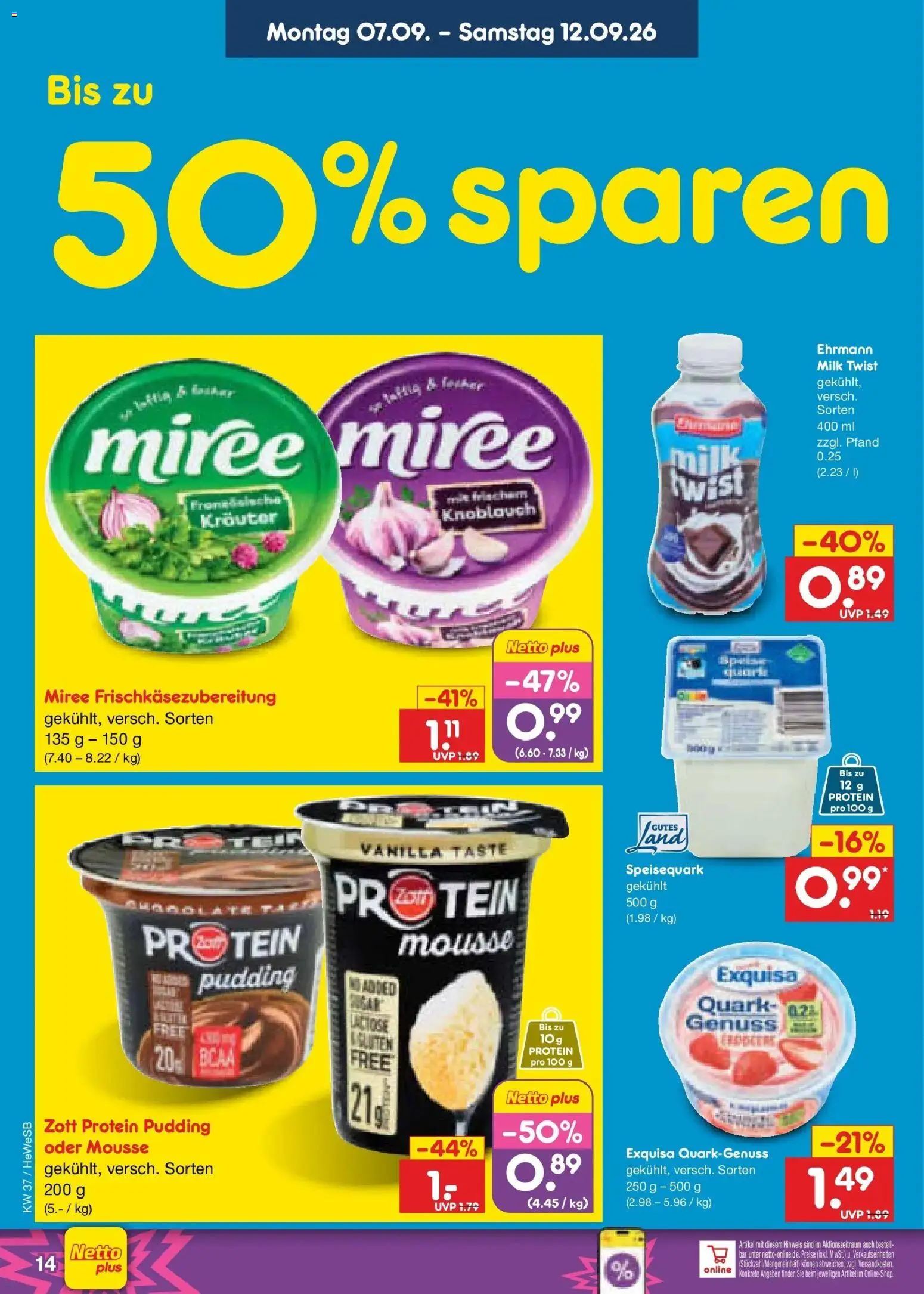 Vorschau von dem Prospekt des Geschäftes Netto Marken-Discount, gültig ab dem 07.09.2026 - Quark, Knoblauch, Pudding, Speisequark, Exquisa