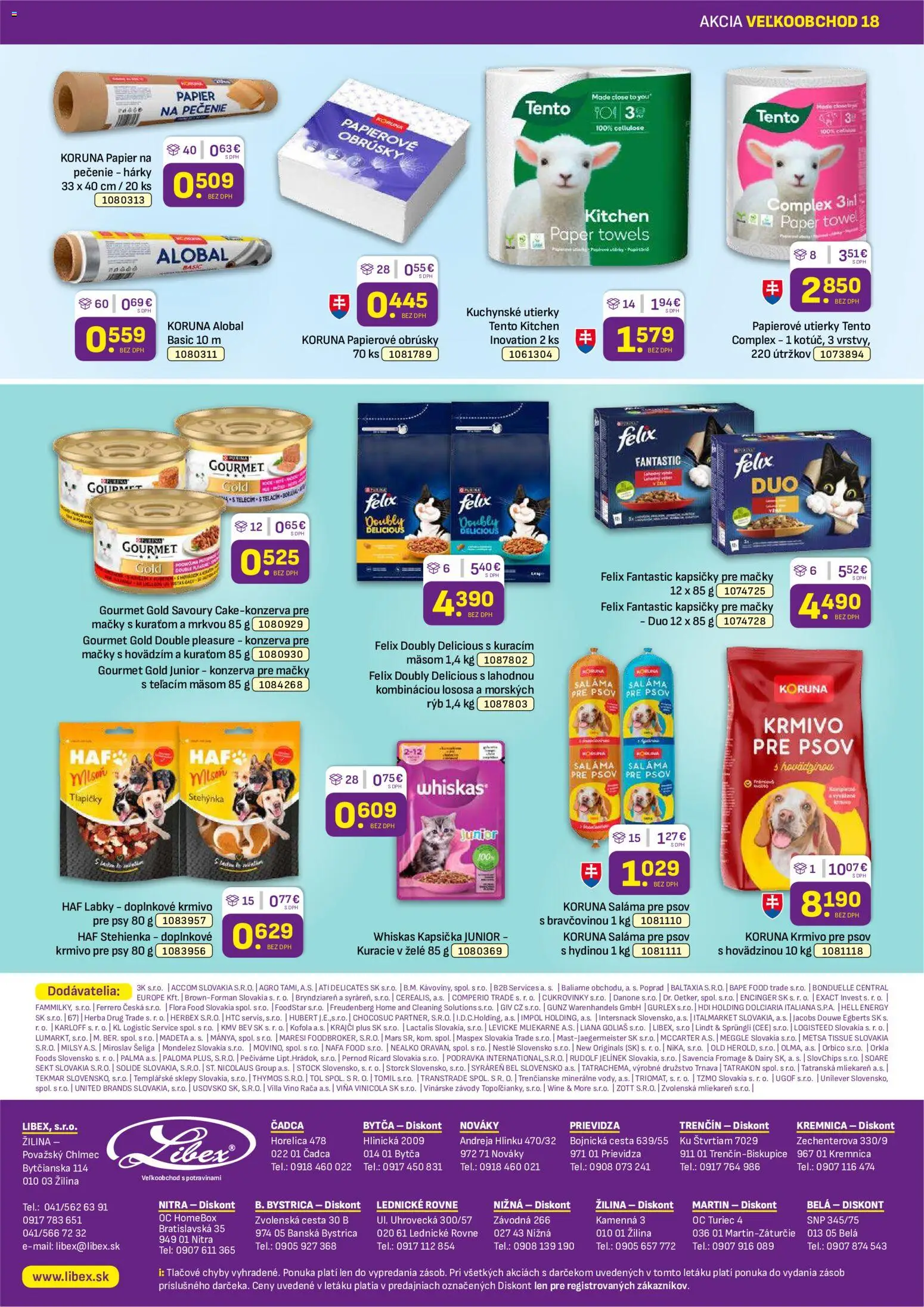 Náhľad Libex letáku platného od 07.09.2026 - Kofola, Lindt, Felix, Flora, Krmivo pre psov, Šál, Kuchynské utierky, Saláma
