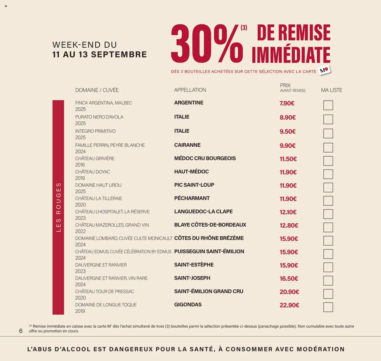 Prévisualisation de Monoprix - Calendrier foire aux vins du magasin Monoprix formulaire valide 11/09/2026 - Vin