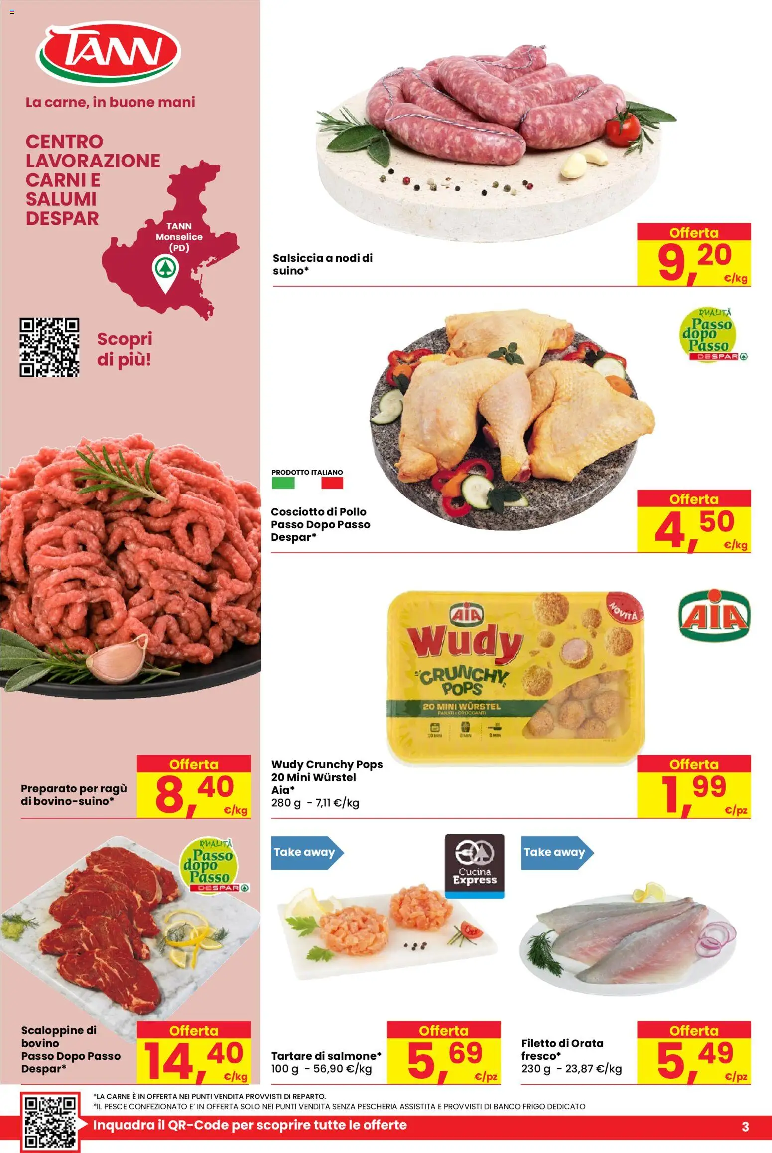 Anteprima dell'opuscolo Despar volantino Mezzana dal negozio Despar valido da 29/10/2026 - Pesce, Pollo, Carne, Ragú, Orata, Salsiccia, Bovino, Filetto