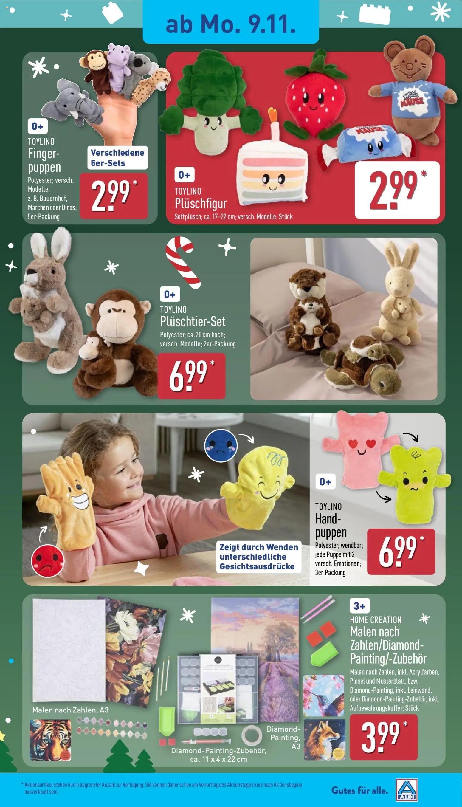 Vorschau von dem Prospekt des Geschäftes Aldi, gültig ab dem 09.11.2026 - Puppe, Pinsel, Home creation