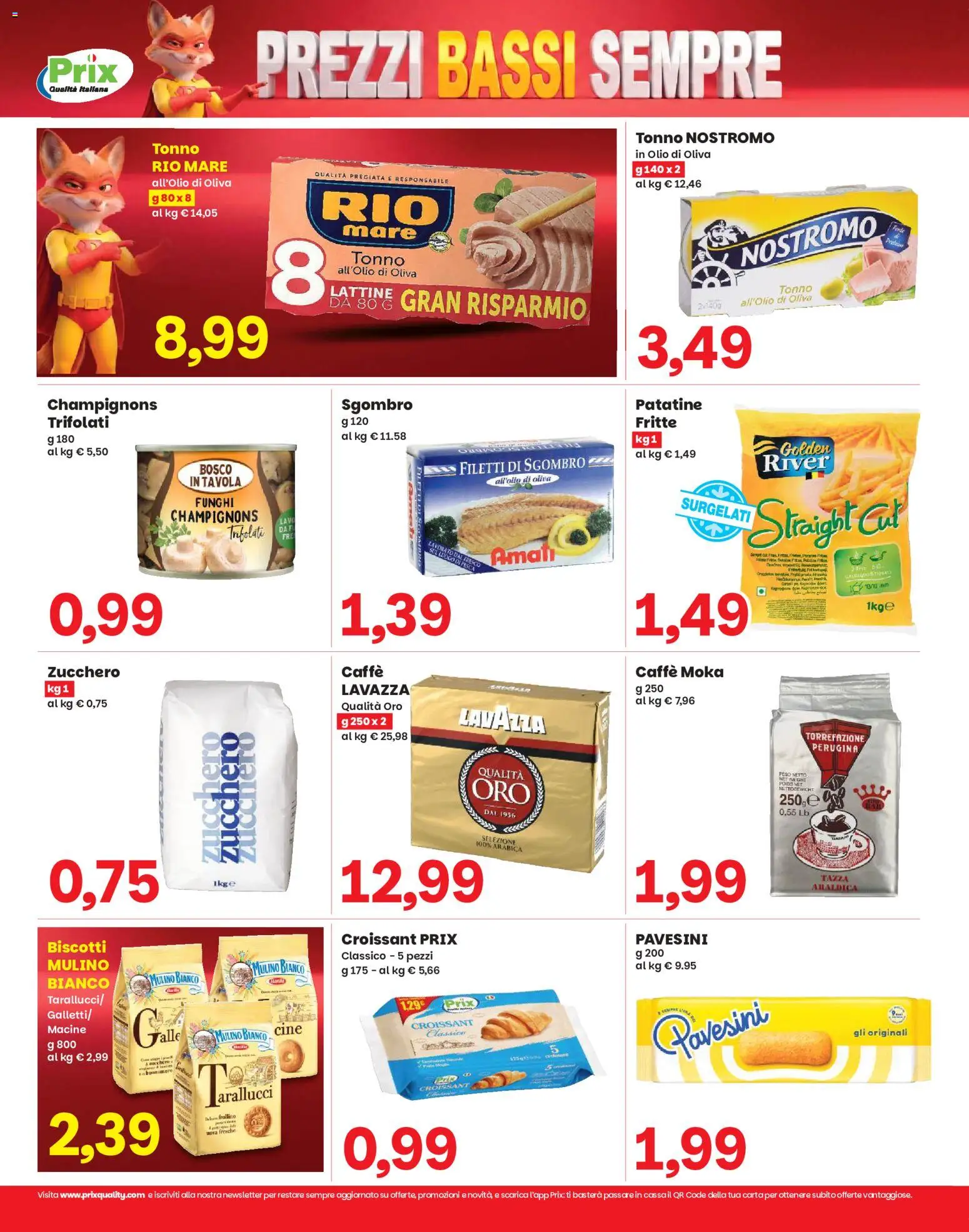 Anteprima dell'opuscolo Prix volantino Campolongo dal negozio Prix valido da 03/09/2026 - Caffè, Olio di Oliva, Croissant, Lavazza, Olio, Tonno, Patatine, Uova