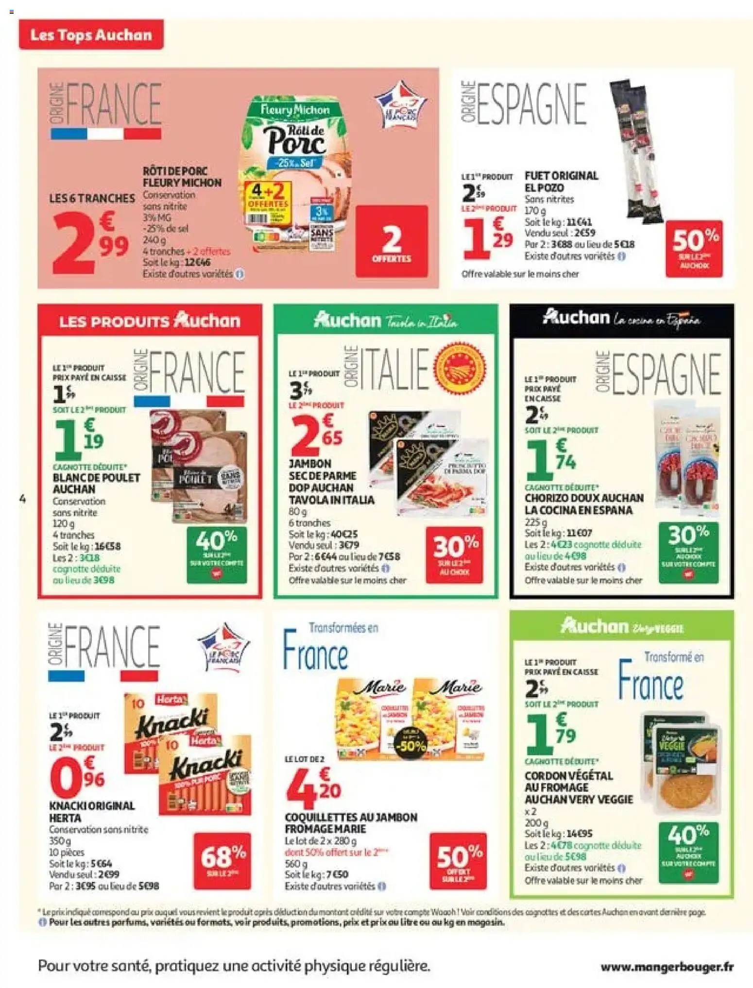 Prévisualisation de Auchan Tops rentrée supers du magasin Auchan formulaire valide 01/09/2026 - Fromage, Poulet, Rôti de porc, Table, Pâte, Jambon, Chorizo, Knacki