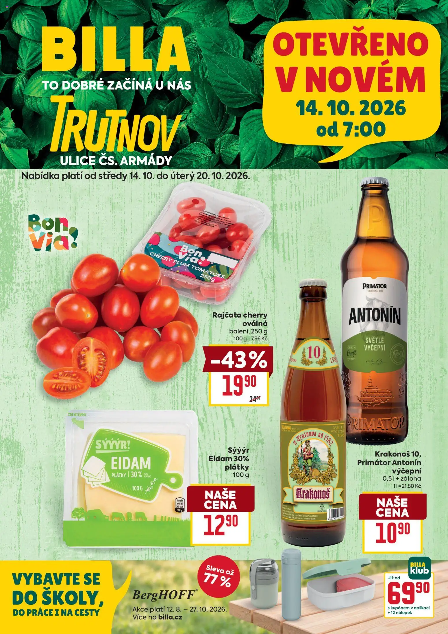 Náhled nabídky: Billa Billa leták - Trutnov platný od 14.10.2026 - Rajčata, Eidam