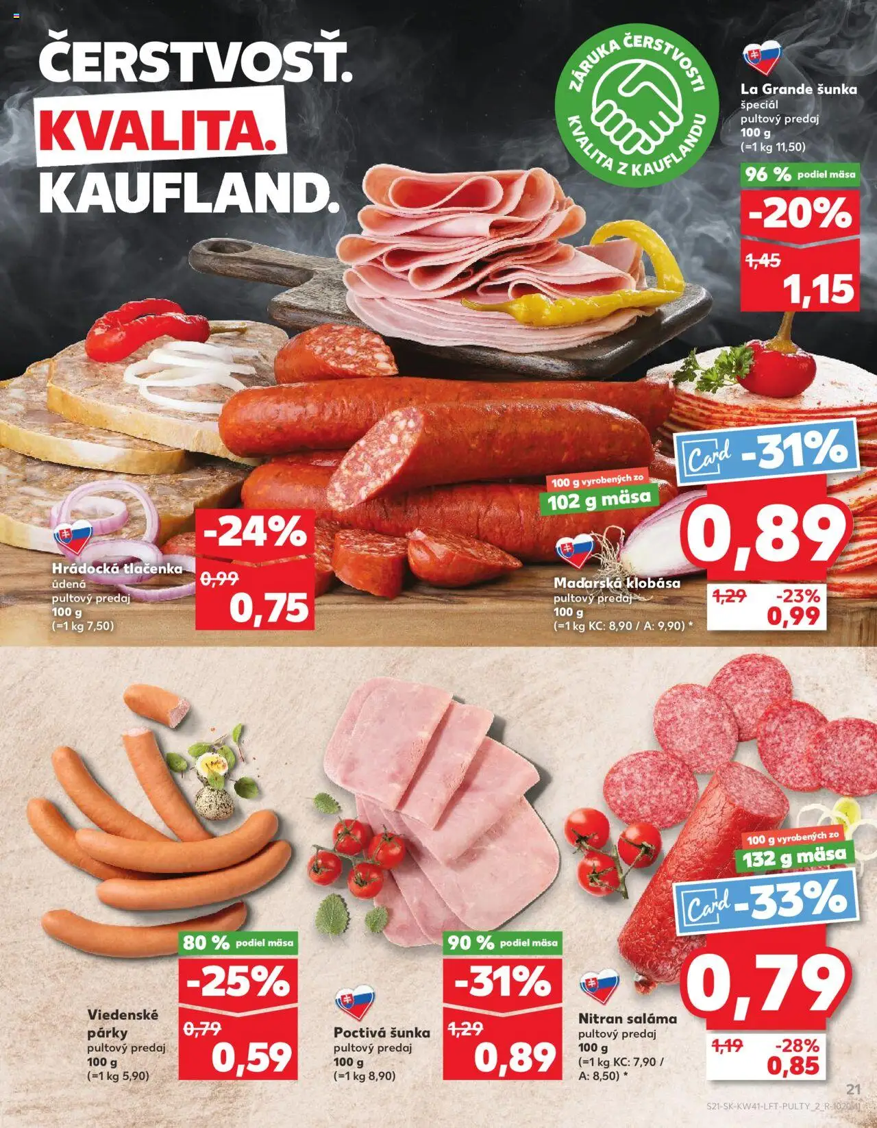 Náhľad Kaufland letáku platného od 09.10.2025 - Klobása, Šunka, Párky, Tlačenka, Saláma