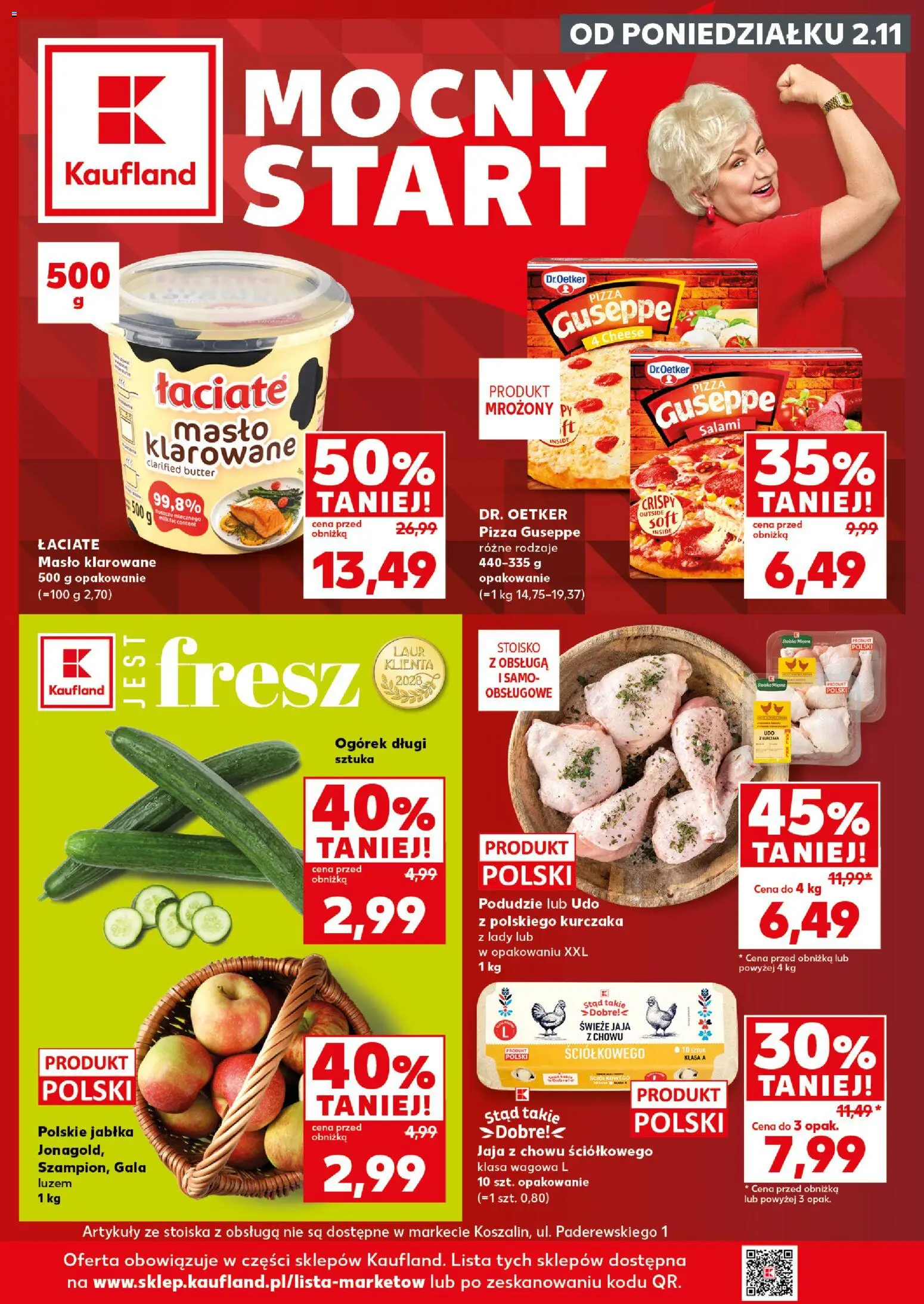 Náhled nabídky: Kaufland Polsko Kaufland Polsko leták - Mocny start platný od 02.11.2026 - Pizza, Máslo, Jablka