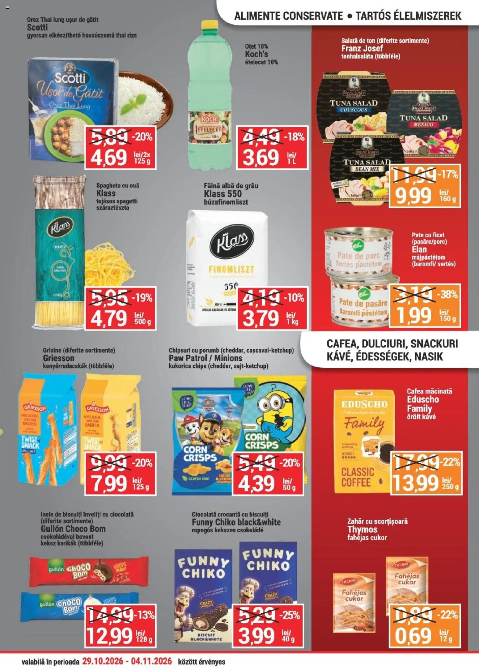 Previzualizarea de cataloage: Merkur Merkur Catalog valabil de la 29.10.2026 - Ciocolată, Chipsuri, Orez, Salată, Zahăr, Alba, Făină, Pate de Porc