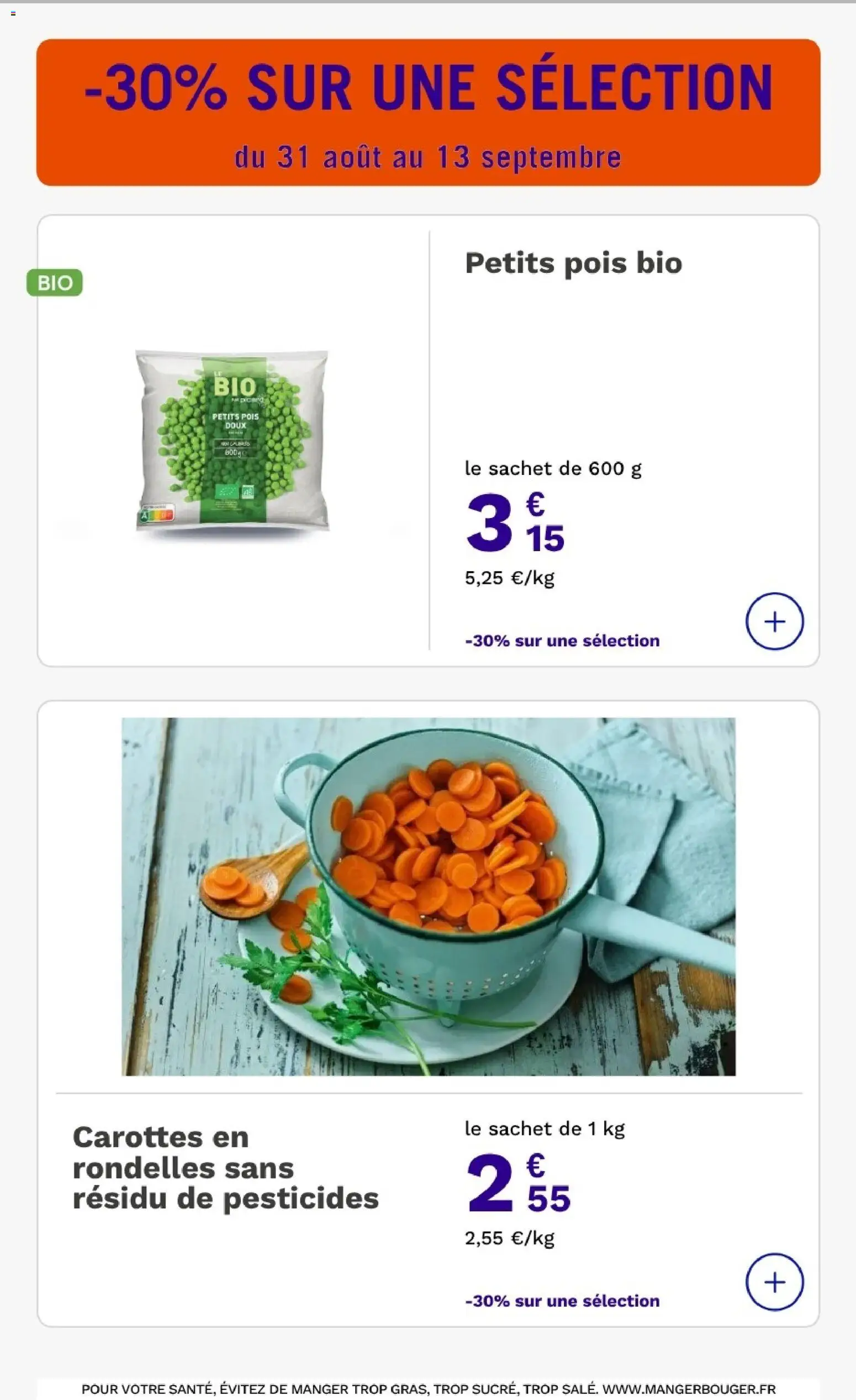 Prévisualisation de Picard catalogue du magasin Picard formulaire valide 31/08/2026 - Carottes, Petits pois, Pois, Petits pois bio