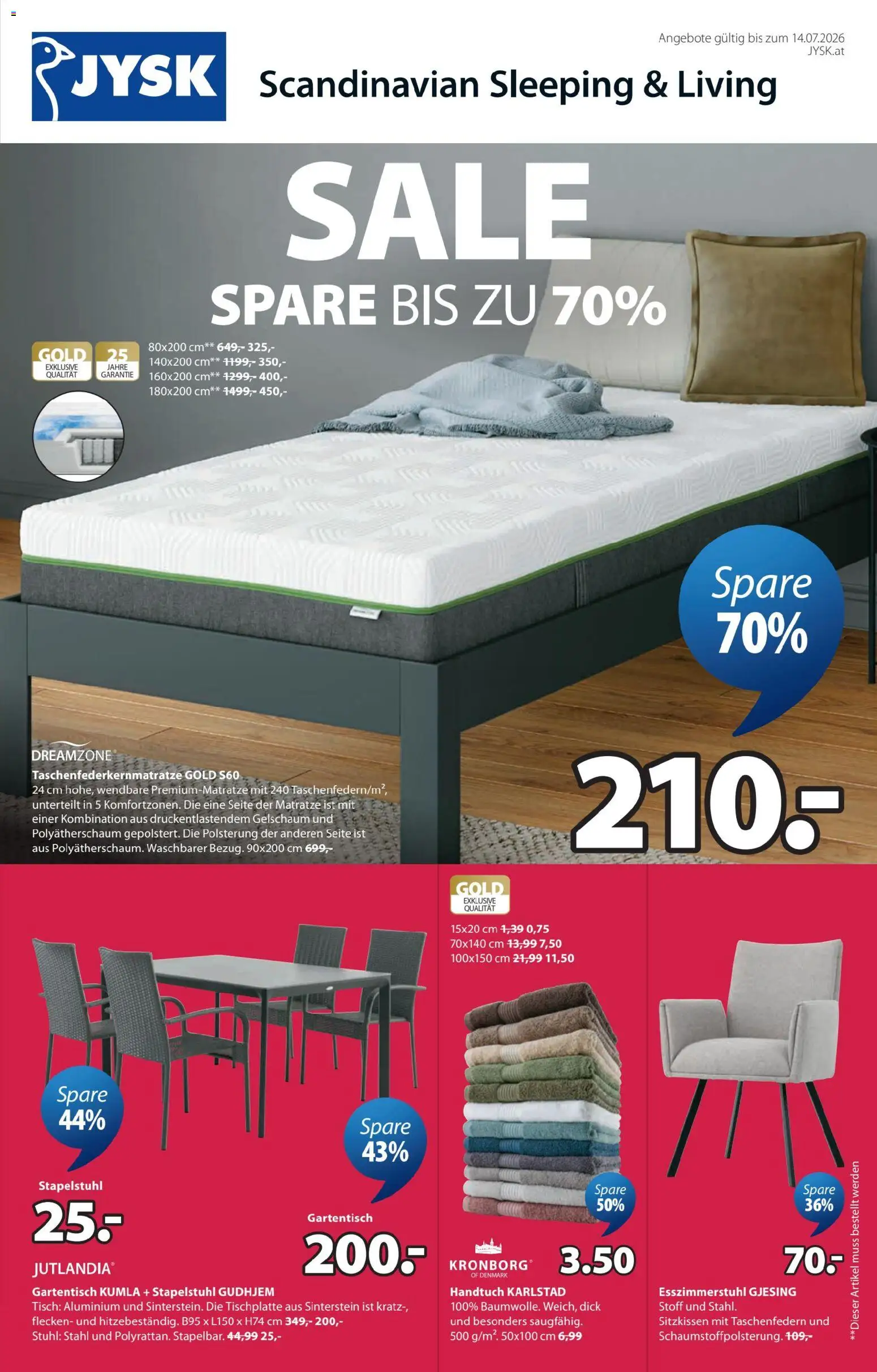 Vorschau der Angebote: JYSK JYSK Prospekt aktuell gültig ab 07.07.2026 - Matratze, Tisch, Stuhl