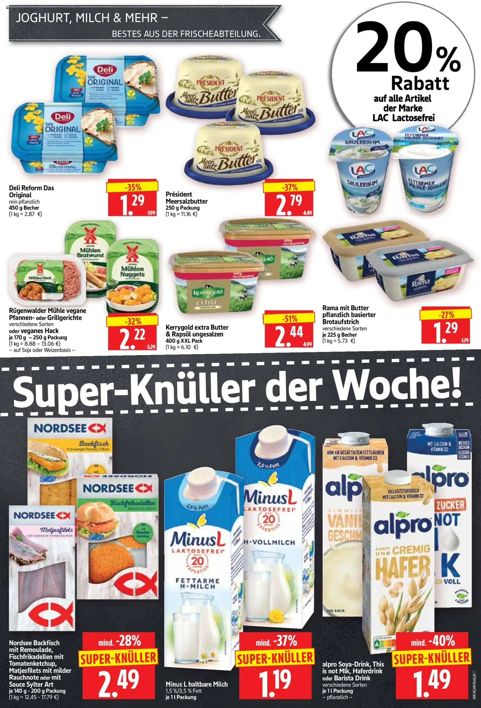 Vorschau von dem Prospekt des Geschäftes HERKULES, gültig ab dem 02.11.2026 - Butter, Bratwurst, Milch, Mühle, Sauerrahm, Alpro, Haferdrink, Deli reform