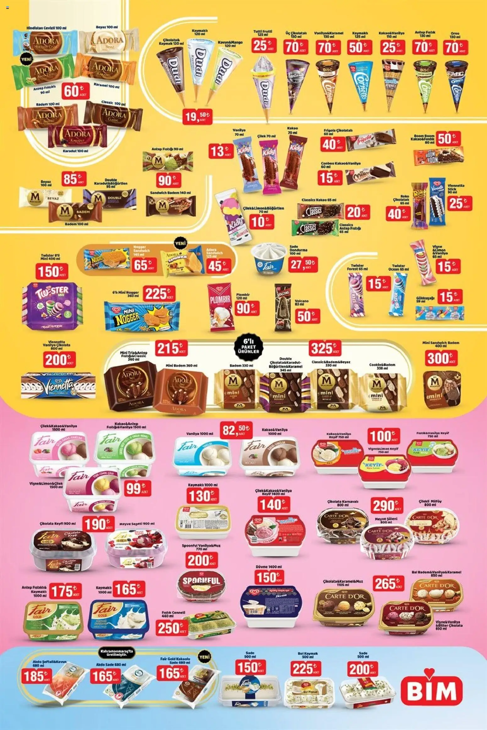 BİM BİM - Dondurma 25.03.2026 - Broşürünün önizlemesi - Mango, Fındık, Çikolata, Dondurma, Çilek, Meyve, Badem, Vişne