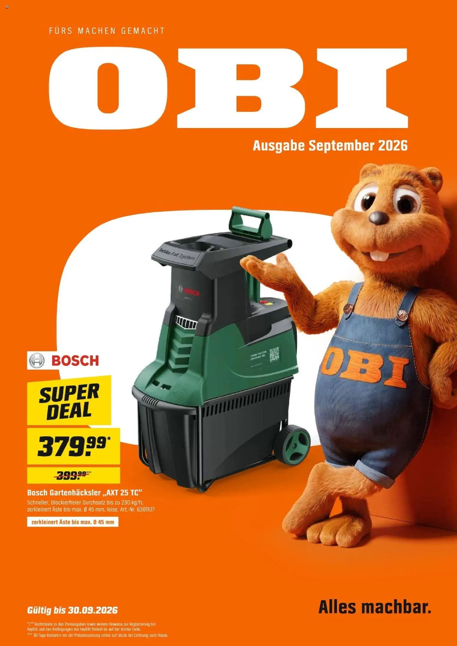 Vorschau von dem Prospekt des Geschäftes Obi, gültig ab dem 01.09.2026