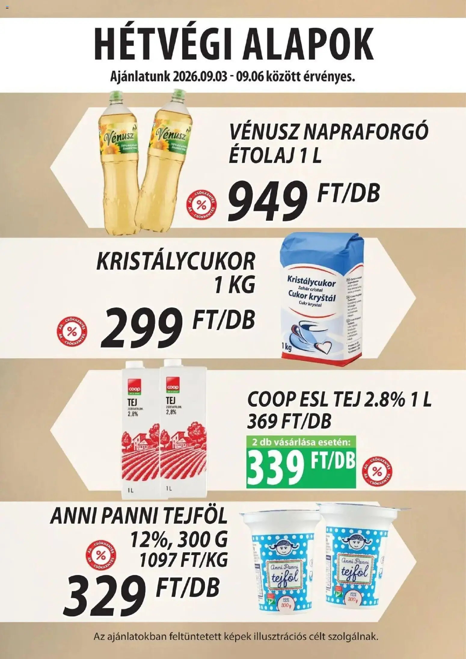 COOP Szolnok - COOP Szolnok akciós újság Gyöngyös megtekintése, amely érvényes 2026.09.03.-től - Cukor, Napraforgó, Tej, Tejföl, Kristálycukor, Étolaj