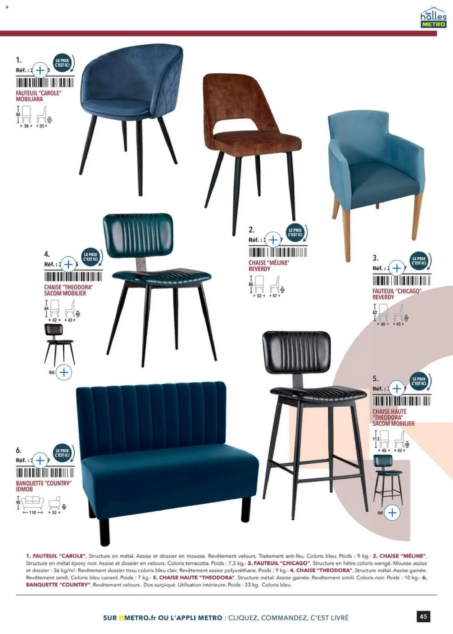 Prévisualisation de Terrasse&salle Collection 2026 du magasin METRO formulaire valide 09/01/2026 - Fauteuil, Livre, Chaise, Chaise haute, Mousse, Poids, Banquette