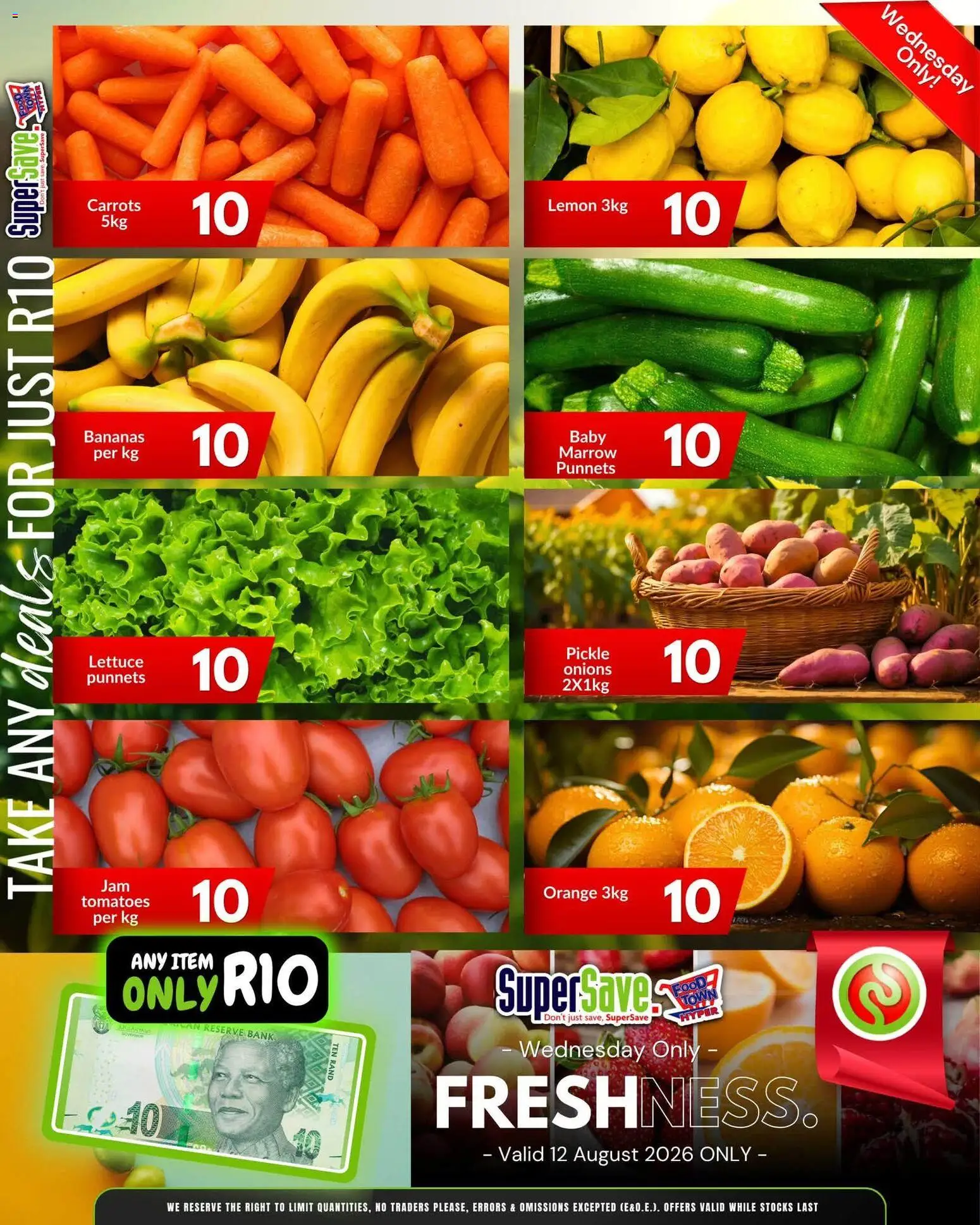 Preview of Super Save flyer valid from 12/08/2026 - Bananas, Tomatoes, Lemon, Carrots, Onions, Lettuce