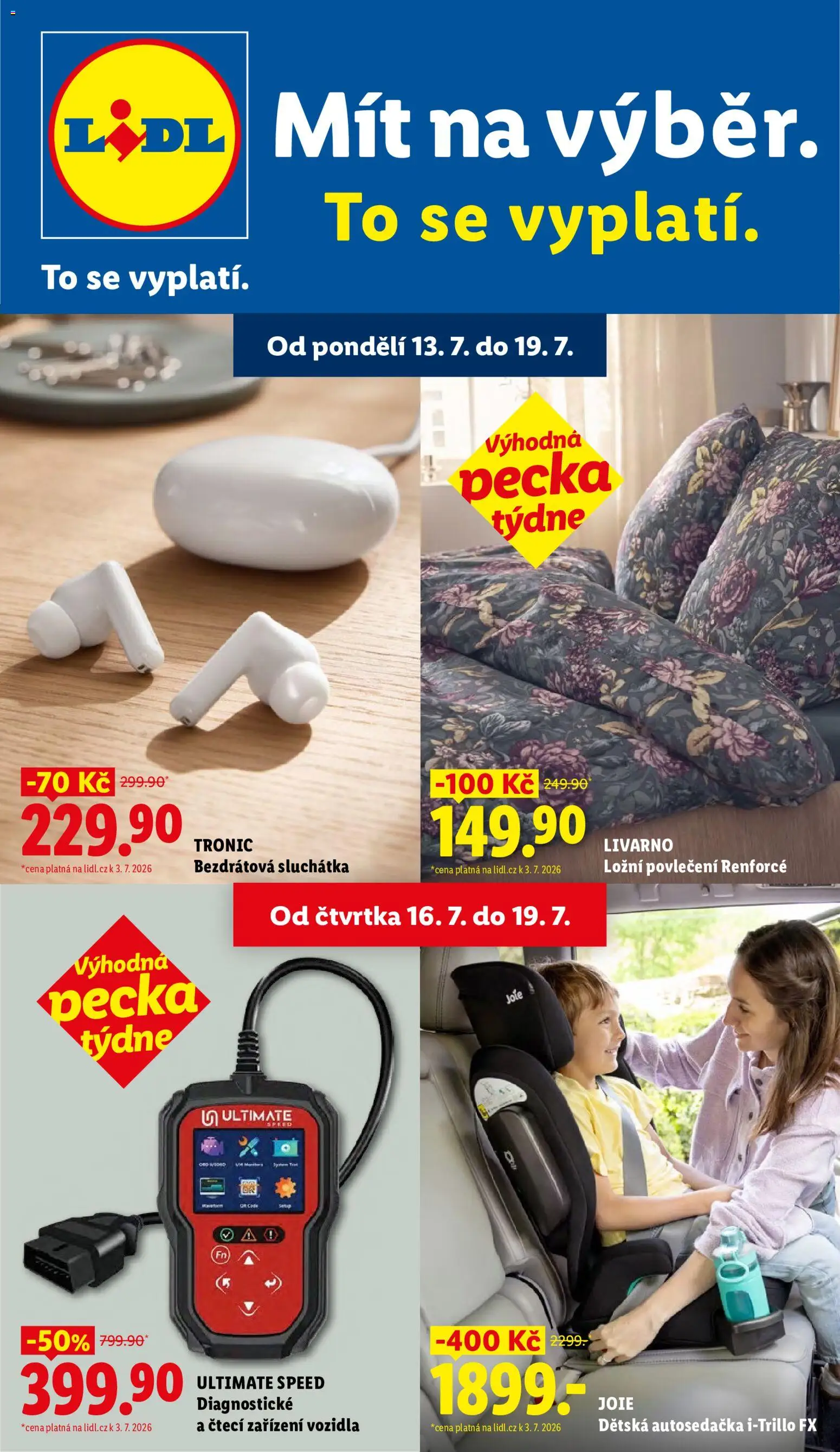 Náhled nabídky: Lidl Lidl leták - Spotřební zboží platný od 13.07.2026 - Povlečení, Sluchátka, Bezdrátová sluchátka, Ložní povlečení, Ultimate Speed