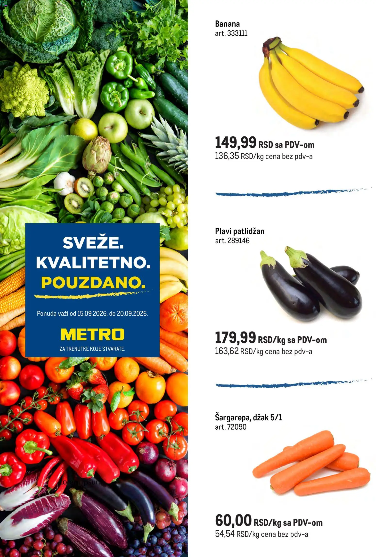 Pregled Metro kataloga - važi od 15.09.2026