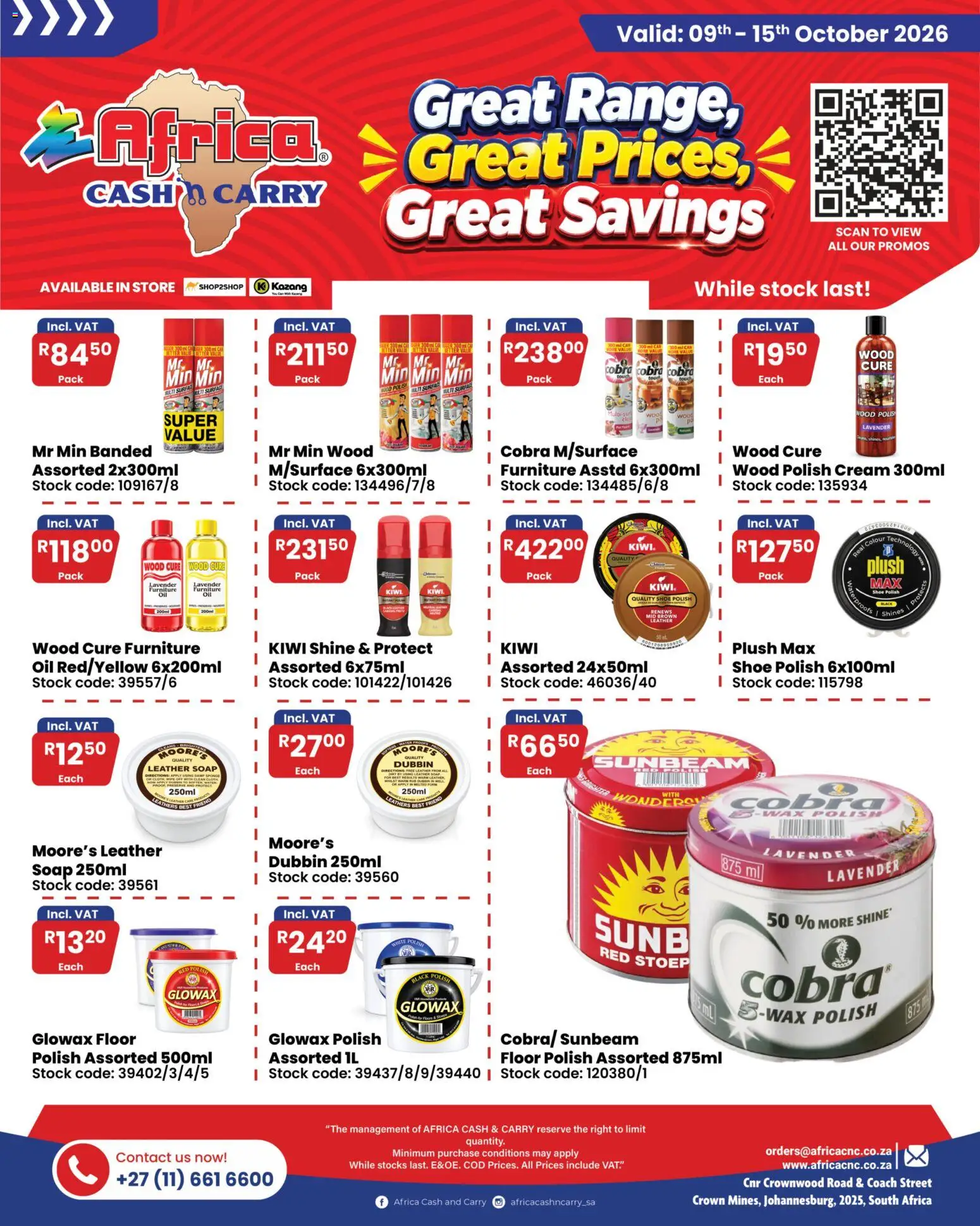 Preview of Africa Cash & Carry flyer valid from 09/10/2026 - Oil, Cream, Soap, Kiwi, Stock