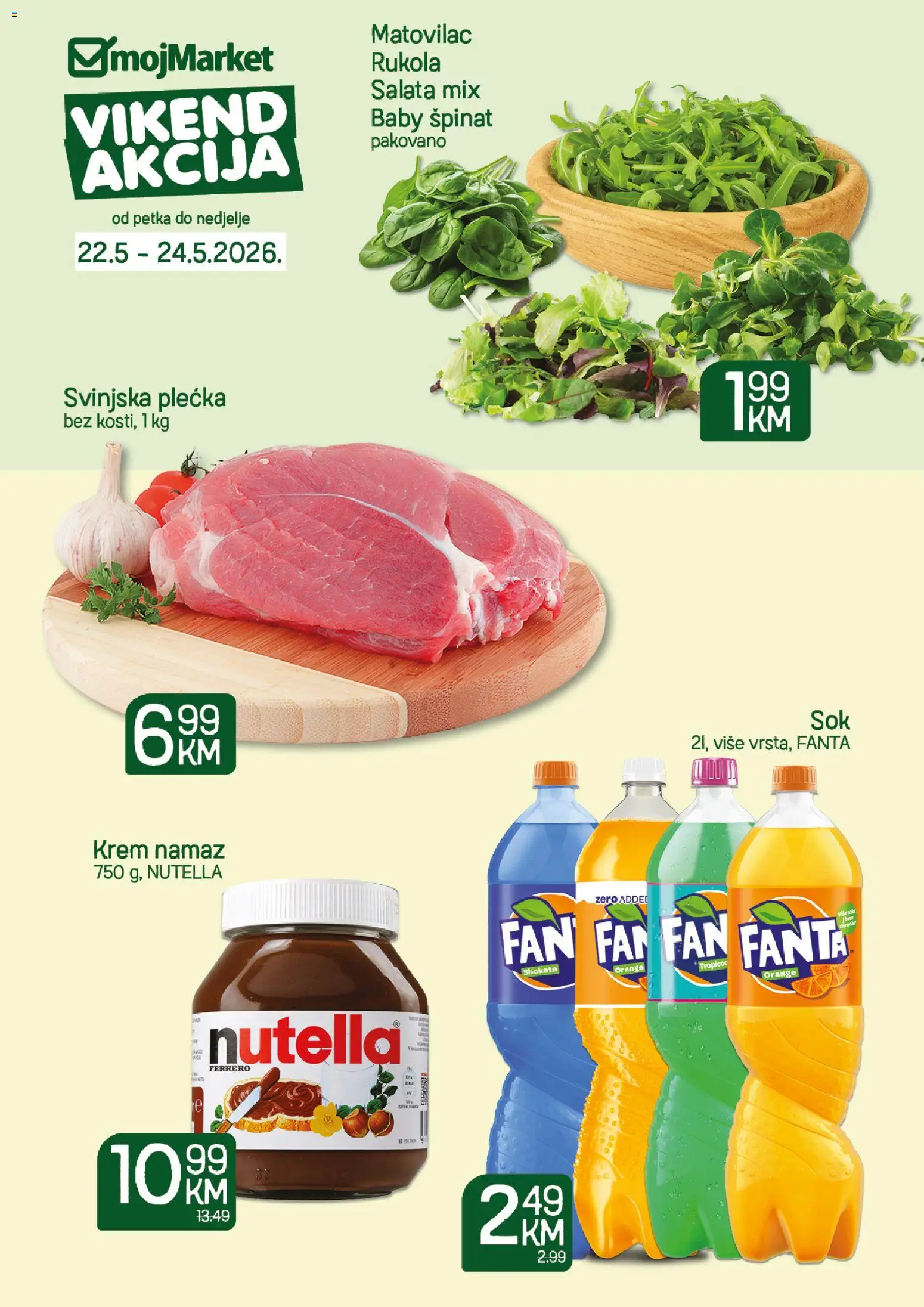 Pregled letka mojMarket vikend akcija trgovine mojMarket vrijedi od 22.05.2026