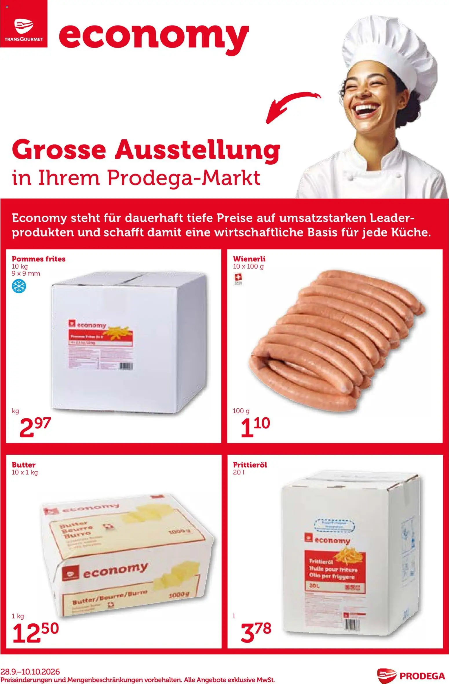 Vorschau des Merkblatts Prodega aktionen Economy vom Shop Prodega gültig von 28.09.2026 bis 10.10.2026 - Butter, Pommes Frites, Hülle
