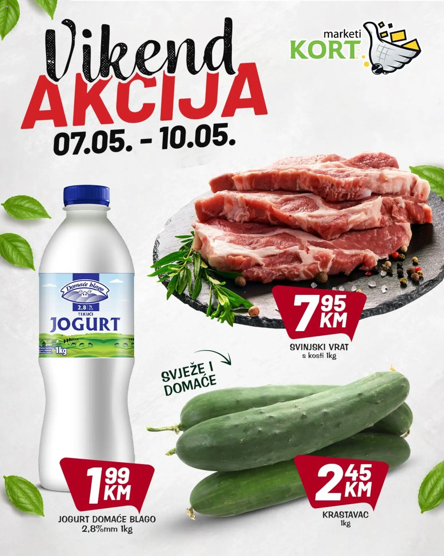 Pregled letka Kort Marketi vikend akcija trgovine Kort Marketi vrijedi od 07.05.2026