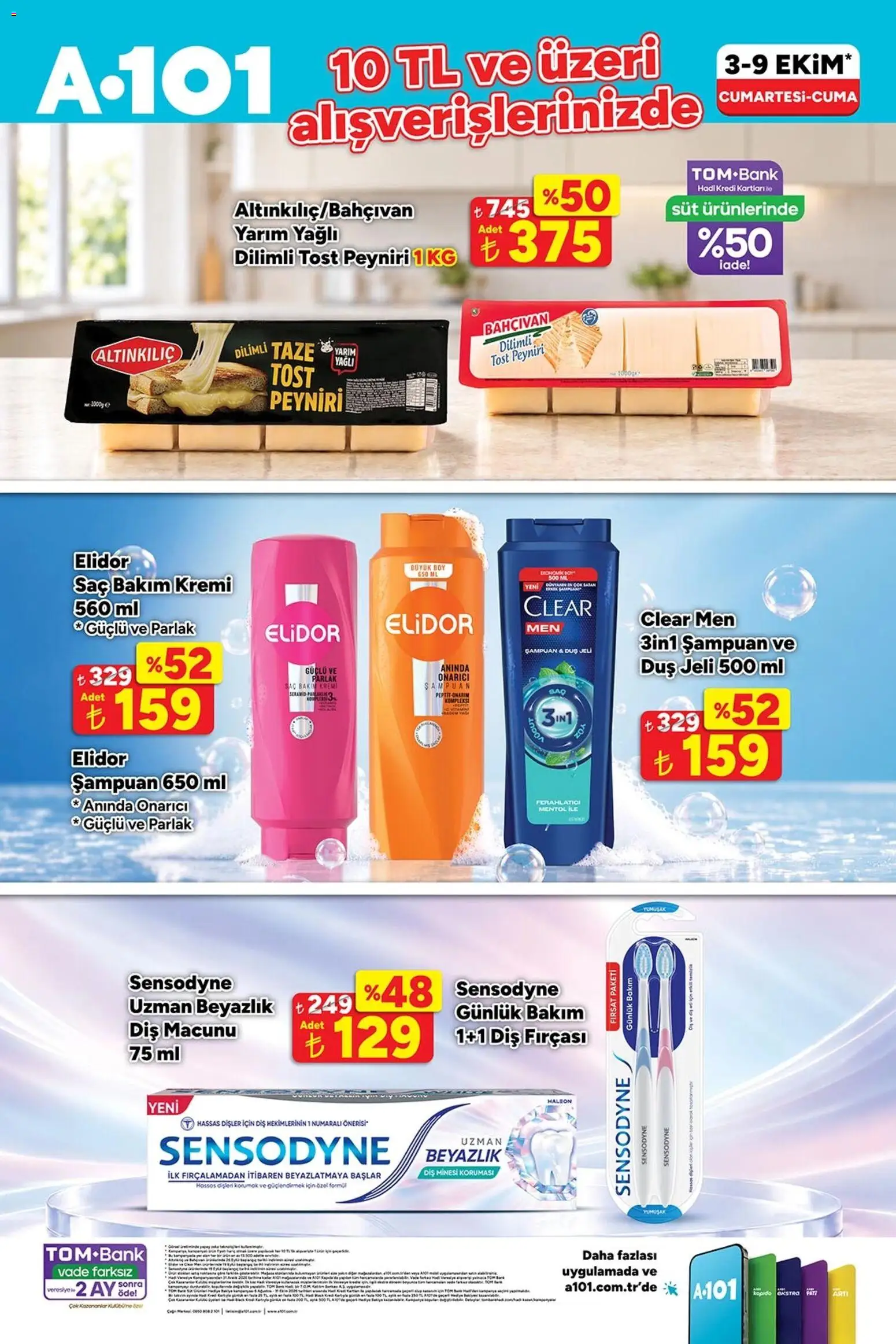 A101 A101 Katalog 03.10.2026 - Broşürünün önizlemesi - Süt, Şampuan, Diş macunu, Duş jeli, Diş fırçası, Duş