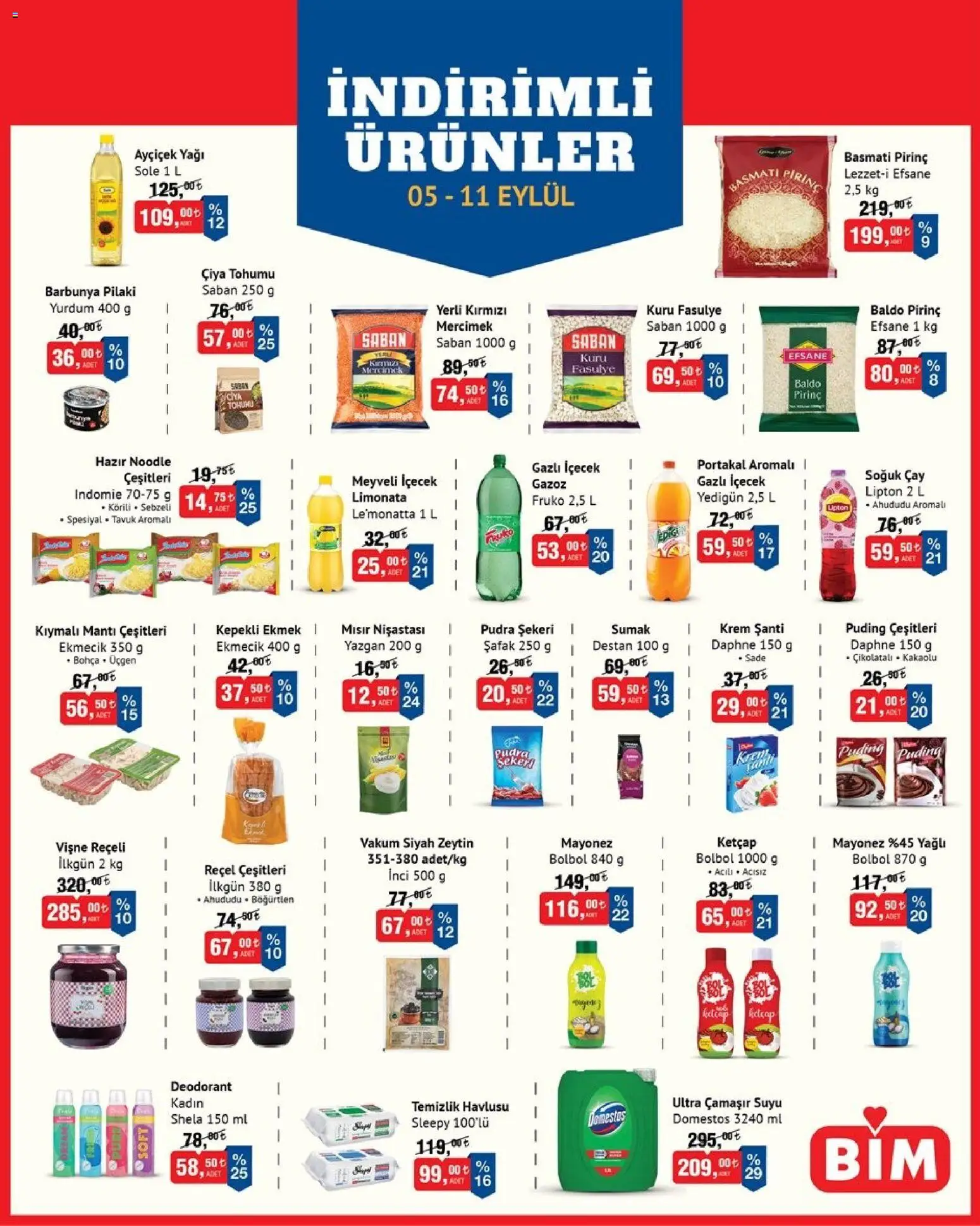 BİM BİM Katalog 05.09.2026 - Broşürünün önizlemesi - Ahududu, Fasulye, Pirinç, Pudra, Vişne, Pilaki, Mayonez, Soğuk çay
