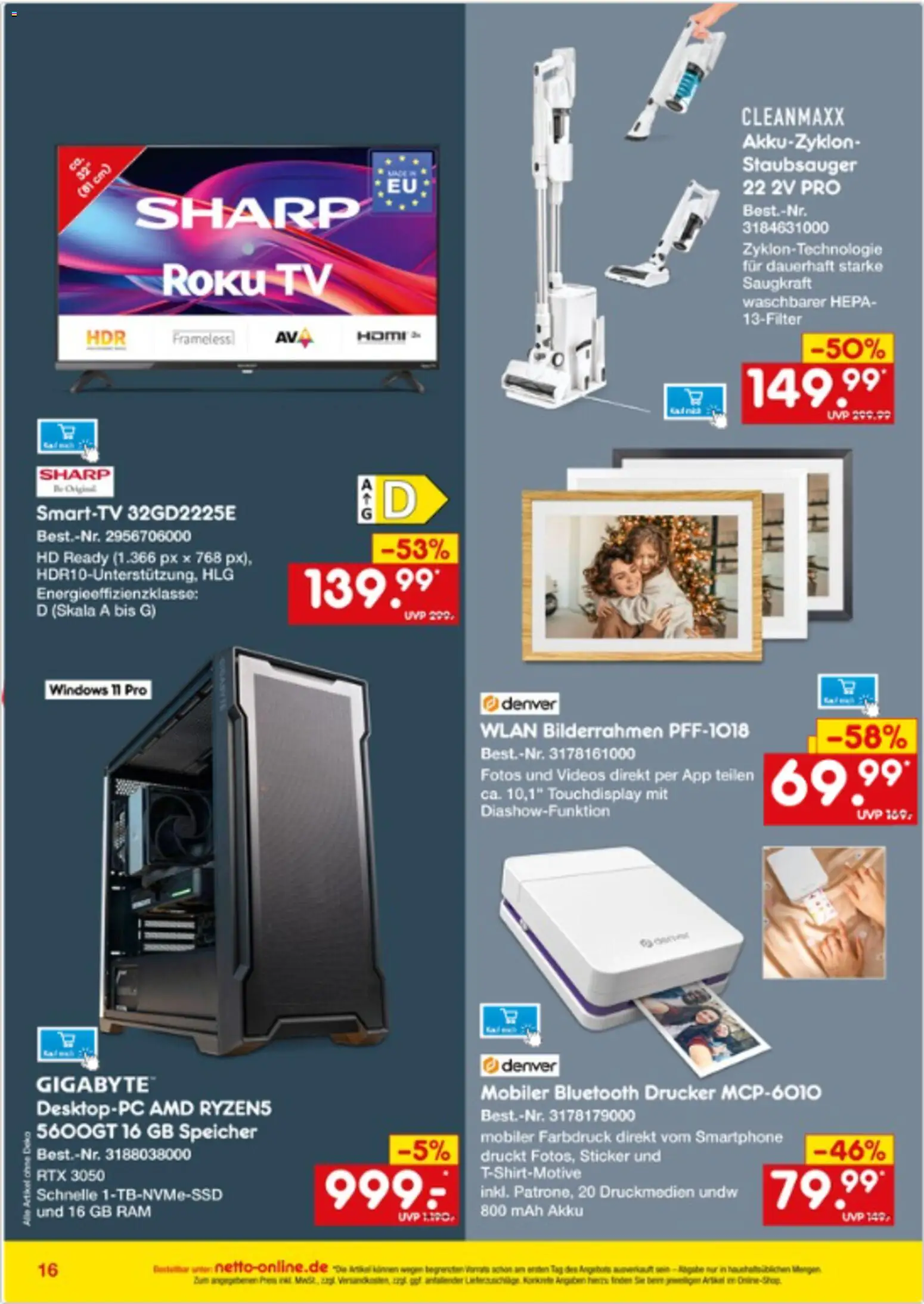 Vorschau von dem Prospekt des Geschäftes Netto Marken-Discount, gültig ab dem 01.11.2026 - TV, Staubsauger, Bilderrahmen, Drucker, Smartphone