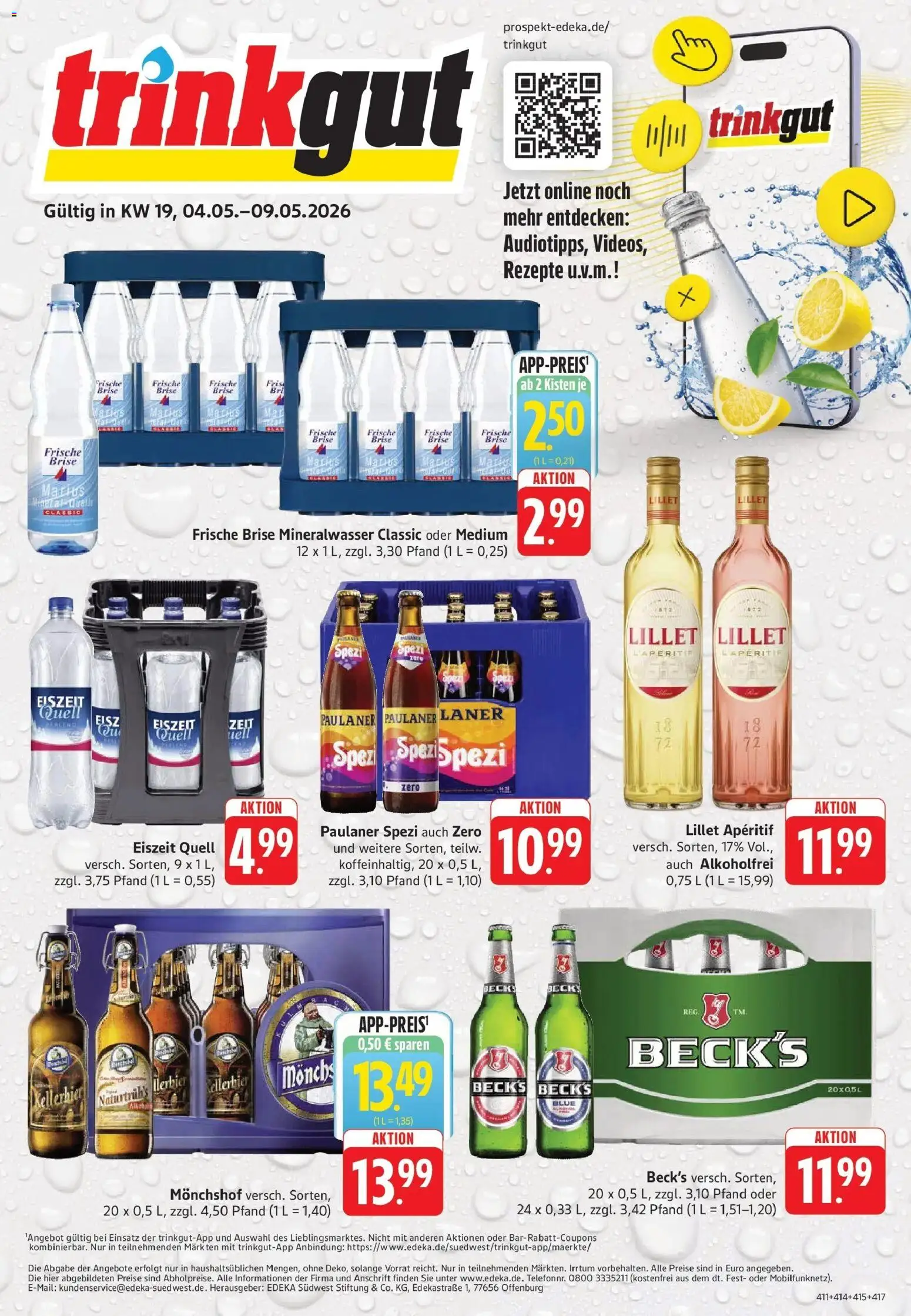 Vorschau von dem Prospekt des Geschäftes Trinkgut, gültig ab dem 03.05.2026 - Lillet, Mineralwasser, Alkohol, Paulaner spezi, Paulaner, Monchshof