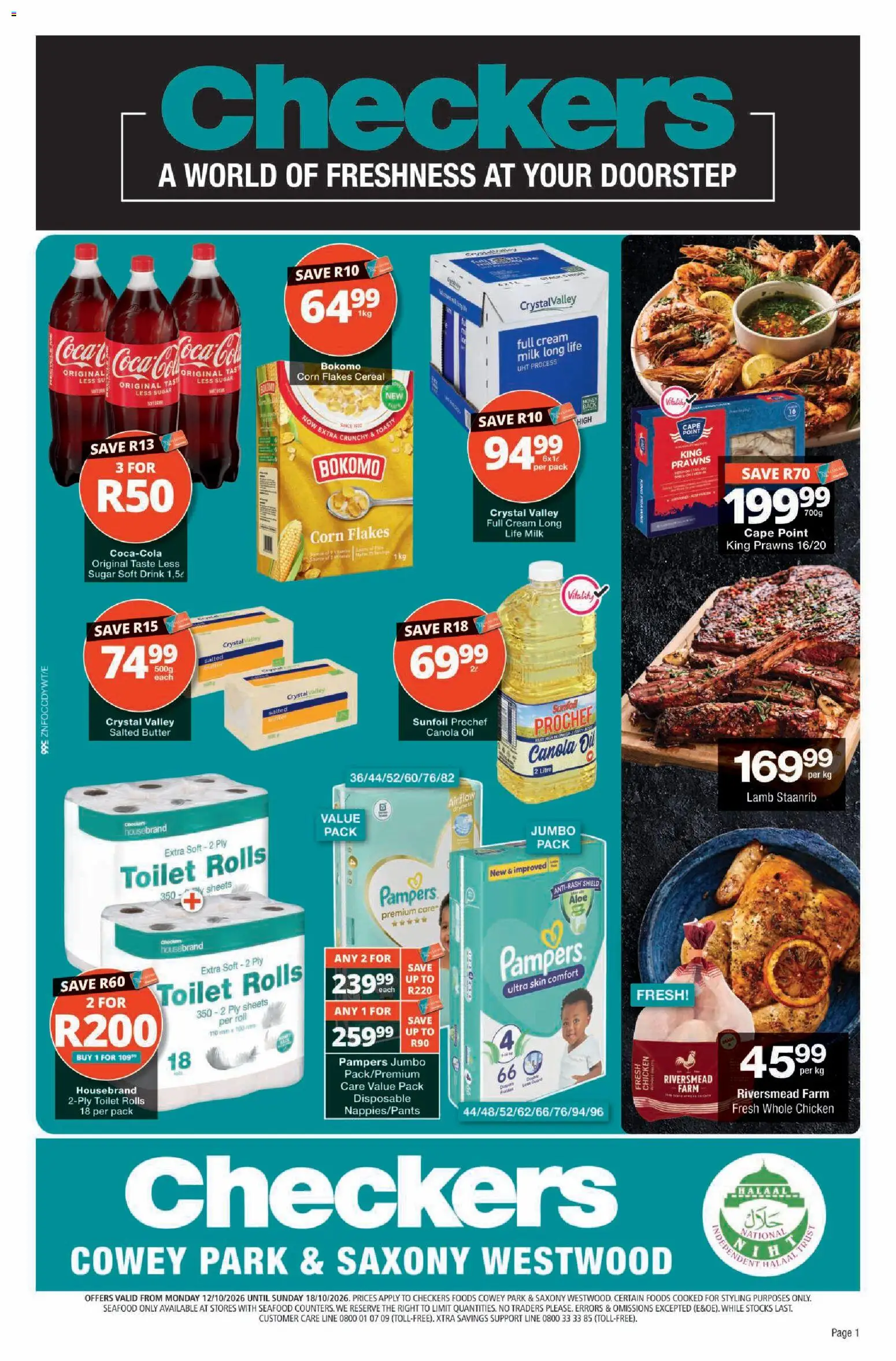 Preview of Checkers flyer valid from 12/10/2026 - Chicken, Milk, Oil, Seafood, Sugar, Cream, Flakes, Toasty