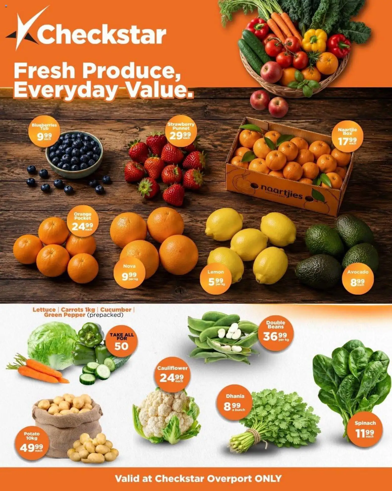 Preview of Check Star flyer valid from 24/07/2026 - Avocado, Blueberries, Cauliflower, Lemon, Beans, Carrots, Lettuce, Pepper