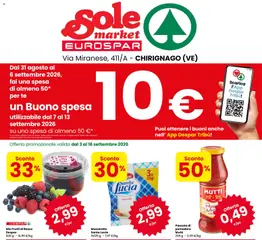 Anteprima dell'opuscolo Eurospar volantino Sole market dal negozio Eurospar valido da 31/08/2026