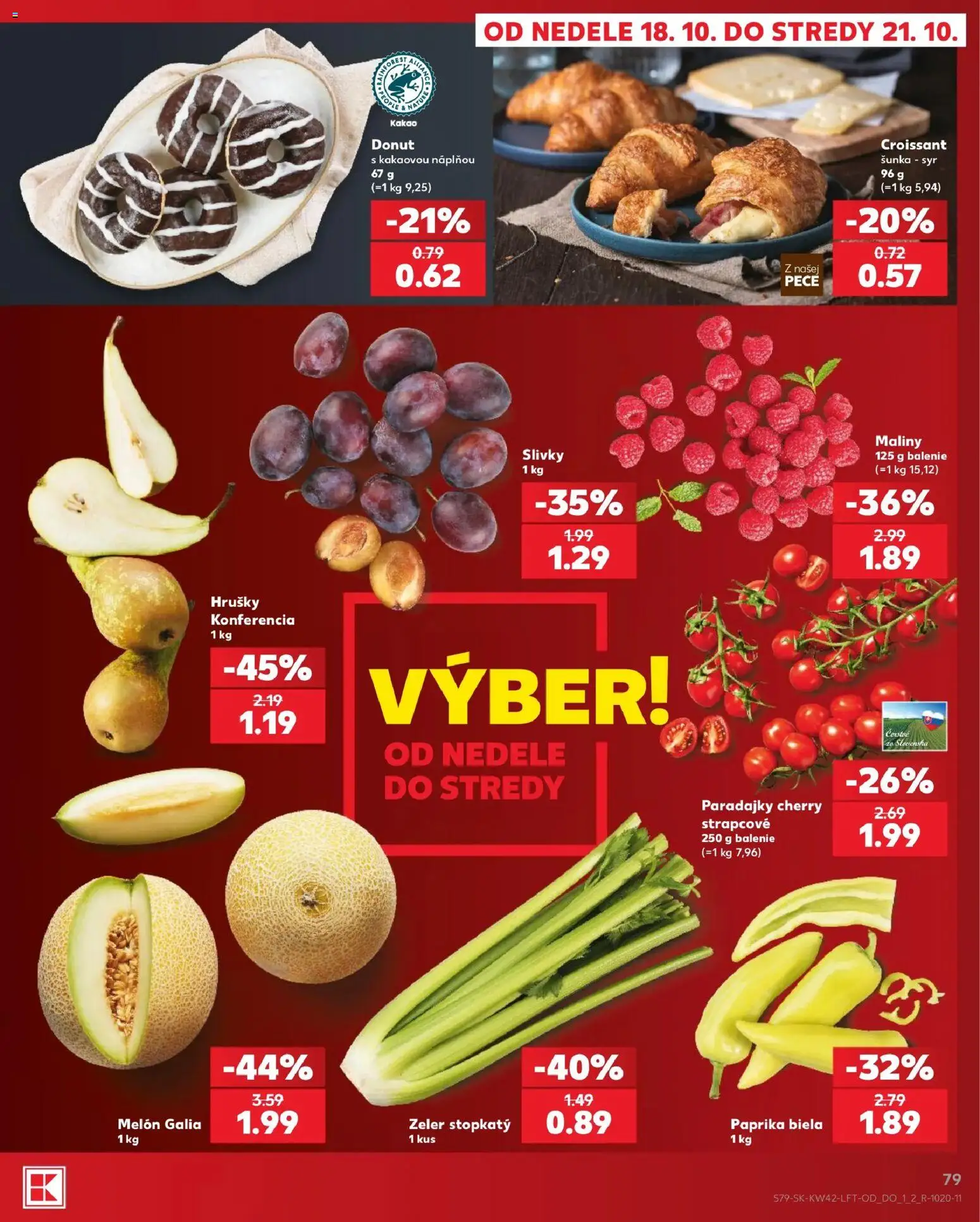 Náhľad Kaufland letáku platného od 15.10.2026 - Paprika, Syr, Paradajky, Donut, Kakao, Šunka, Maliny, Hrušky