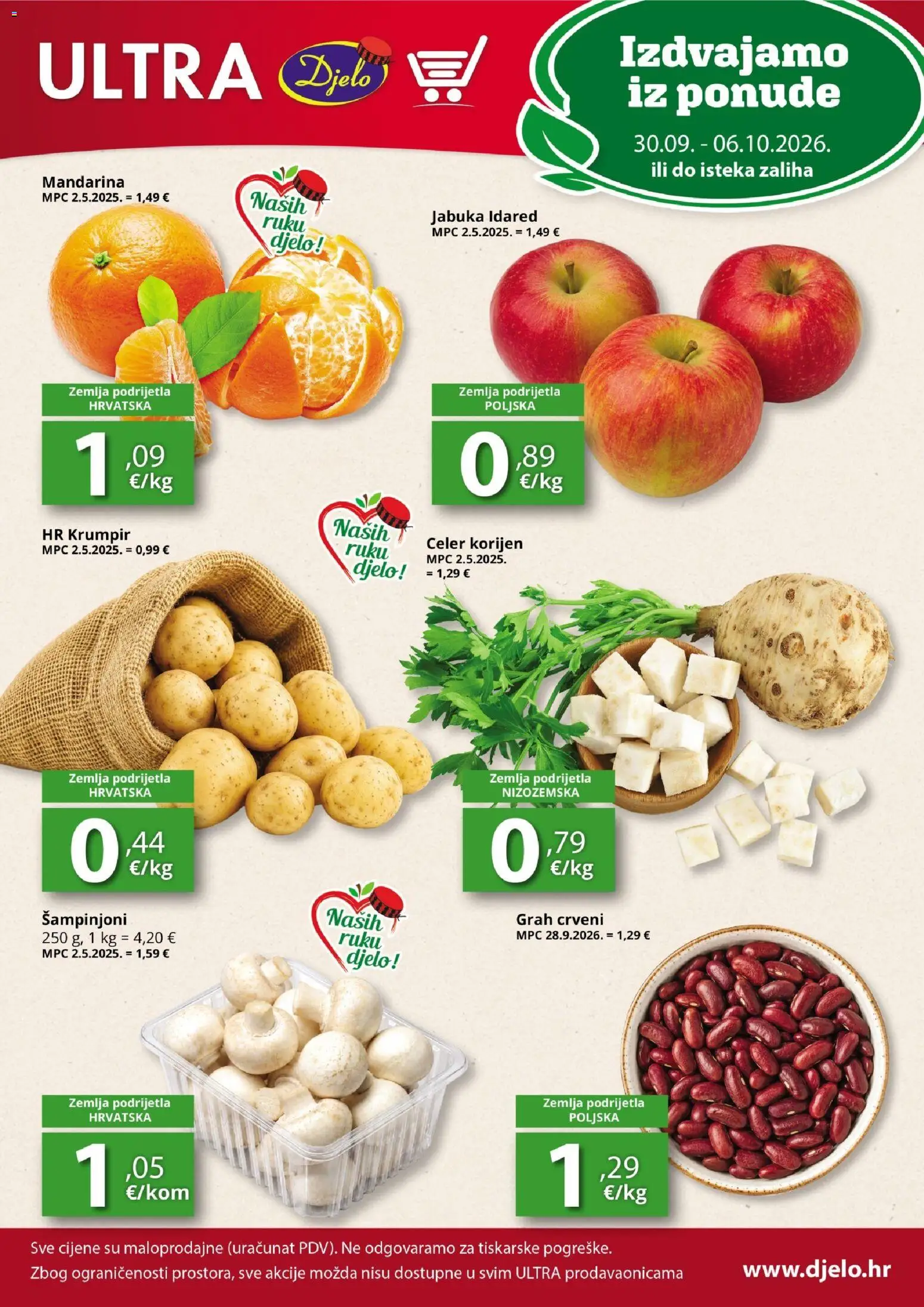 Pregled letka Djelo Katalog trgovine Djelo vrijedi od 30.09.2026