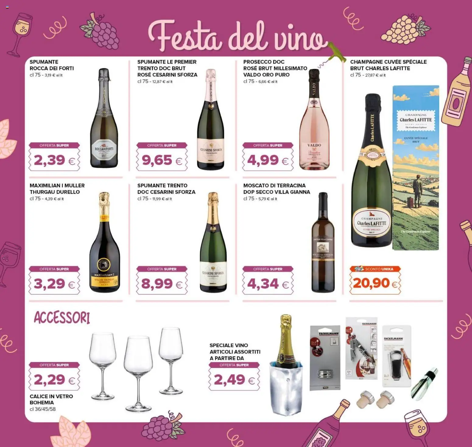 Anteprima dell'opuscolo Oasi volantino Zagarolo dal negozio Oasi valido da 22/10/2026 - Vino, Prosecco, Champagne, Calice, Spumante