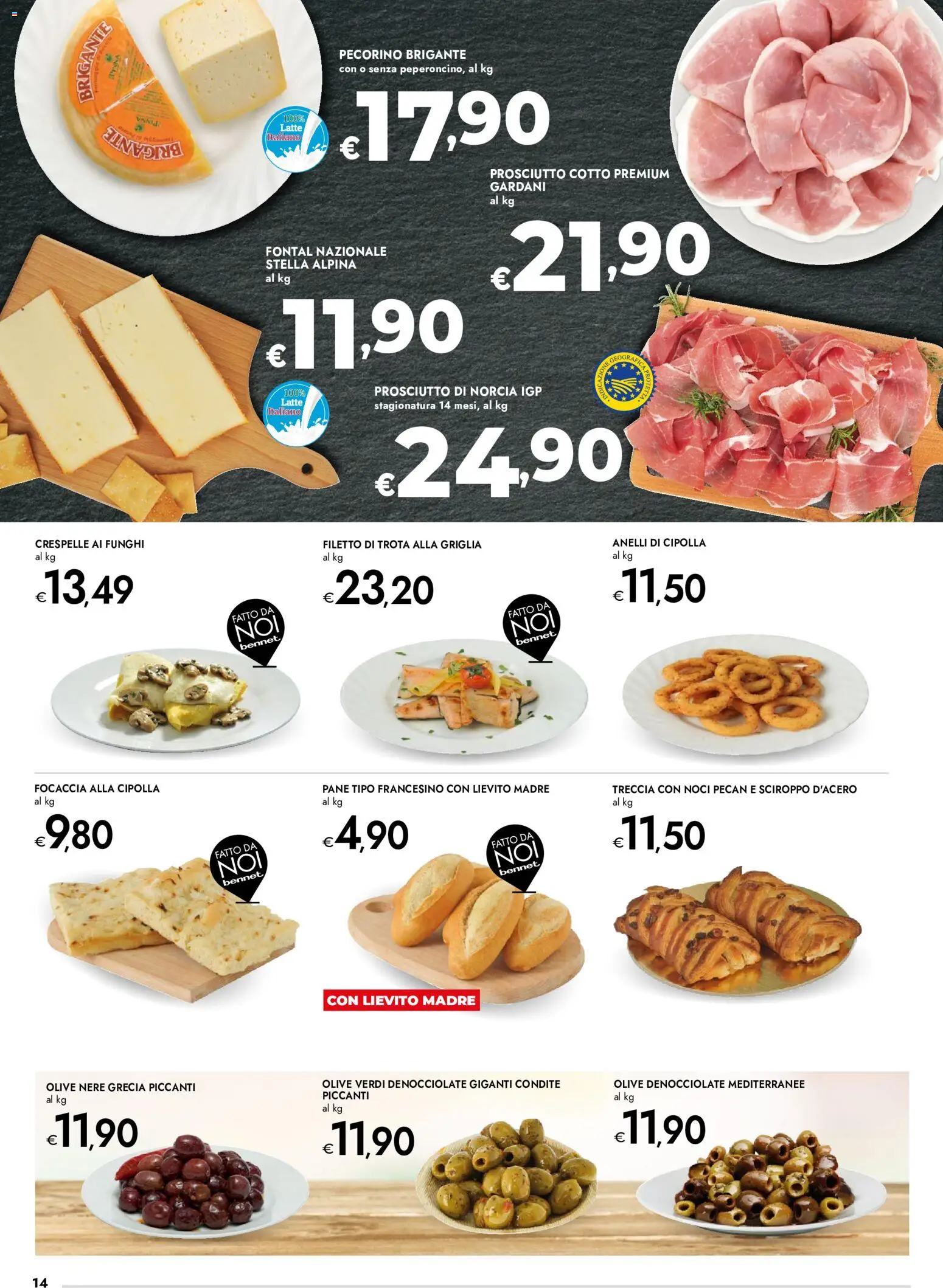 Anteprima dell'opuscolo bennet volantino dal negozio bennet valido da 22/10/2026 - Focaccia, Prosciutto, Prosciutto Cotto, Noci pecan, Trota, Lievito, Olive, Sciroppo
